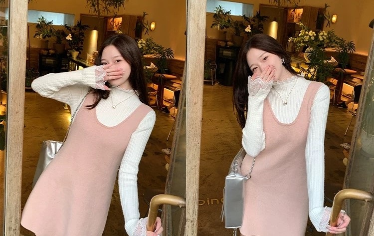 リブレースハーフネックスリムベルスリーブ長袖ニット | 詳細画像20