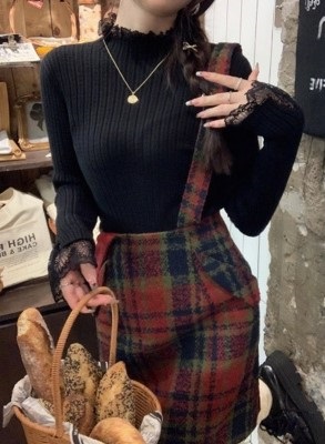 リブレースハーフネックスリムベルスリーブ長袖ニット | 詳細画像8