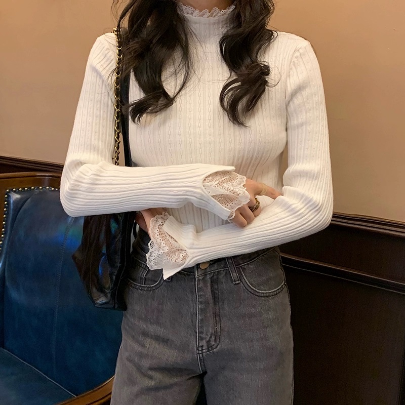 リブレースハーフネックスリムベルスリーブ長袖ニット | 詳細画像26