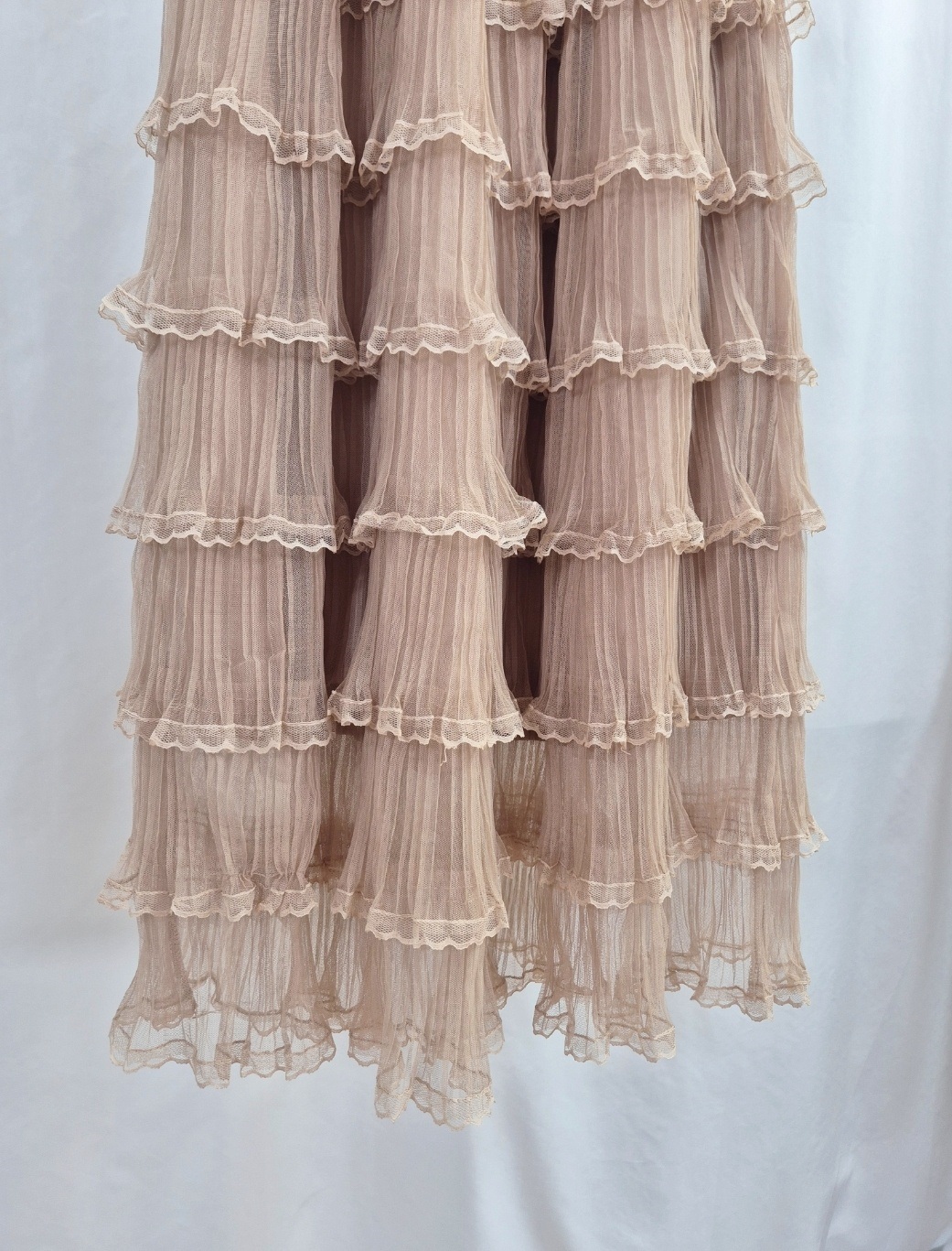 レースメッシュプリーツティアードウエストゴムロングスカート | 詳細画像13