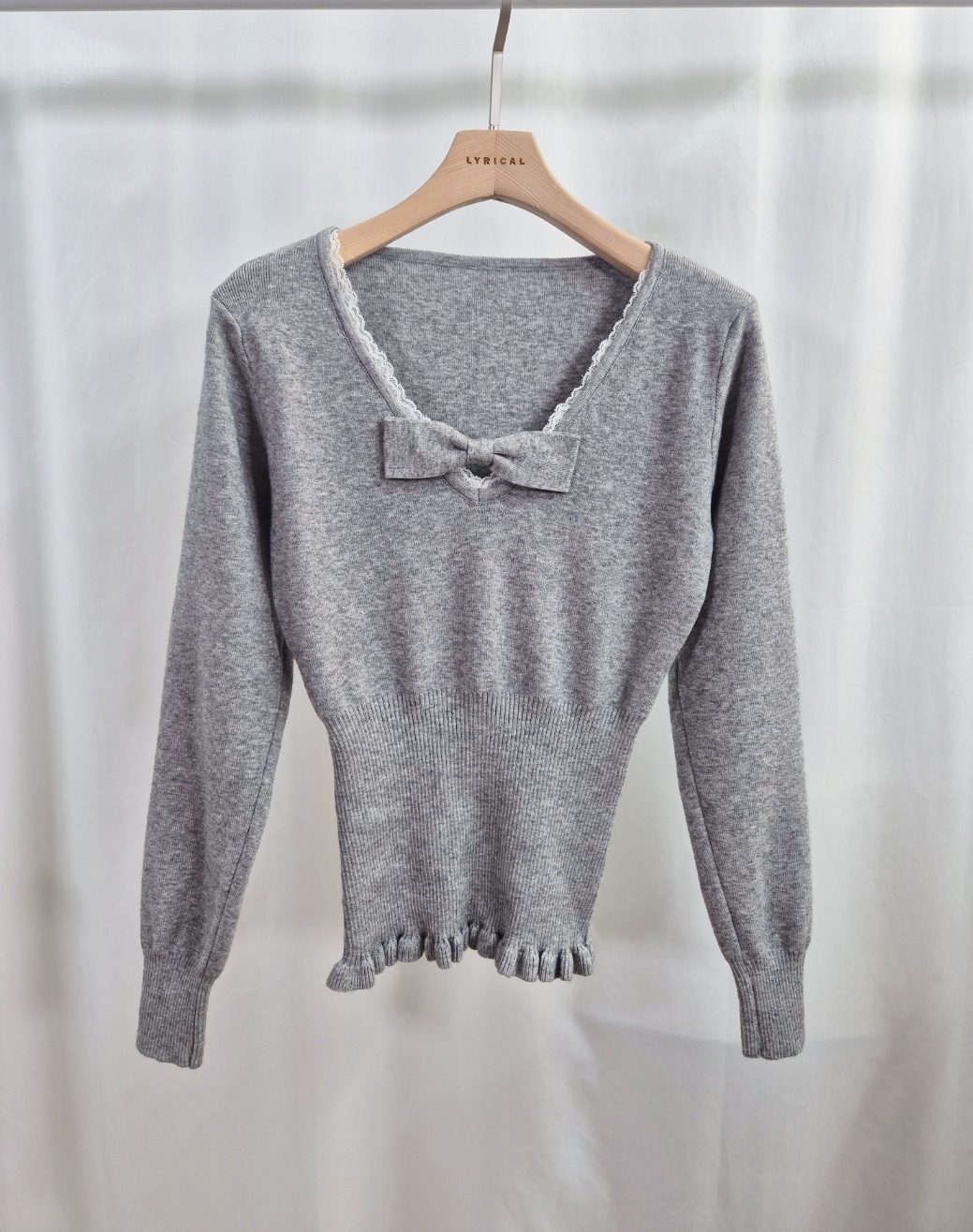 レースリボンVネックフリルレイヤード風ニット | 詳細画像15