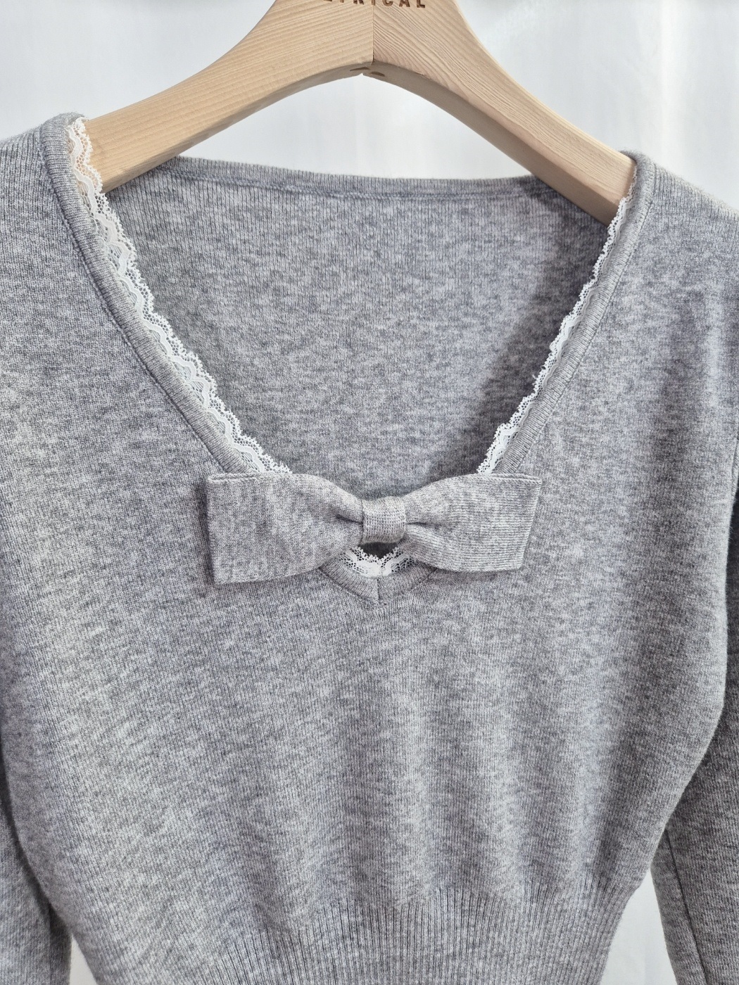 レースリボンVネックフリルレイヤード風ニット | 詳細画像16