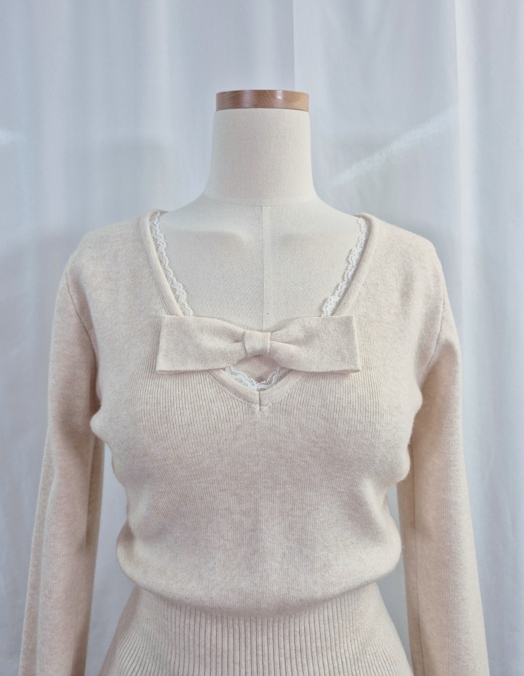 レースリボンVネックフリルレイヤード風ニット | 詳細画像18