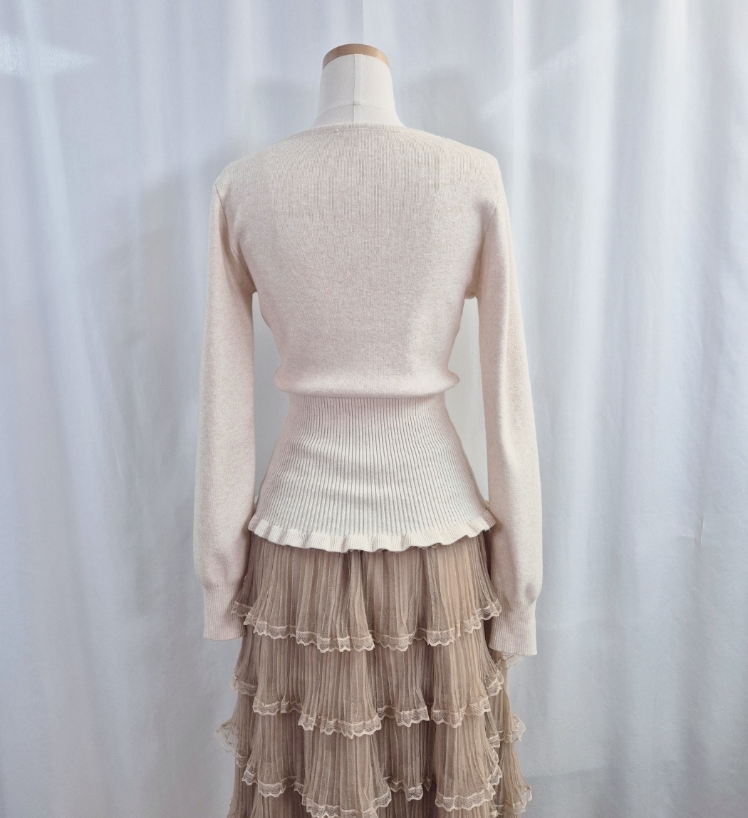 レースリボンVネックフリルレイヤード風ニット | 詳細画像19