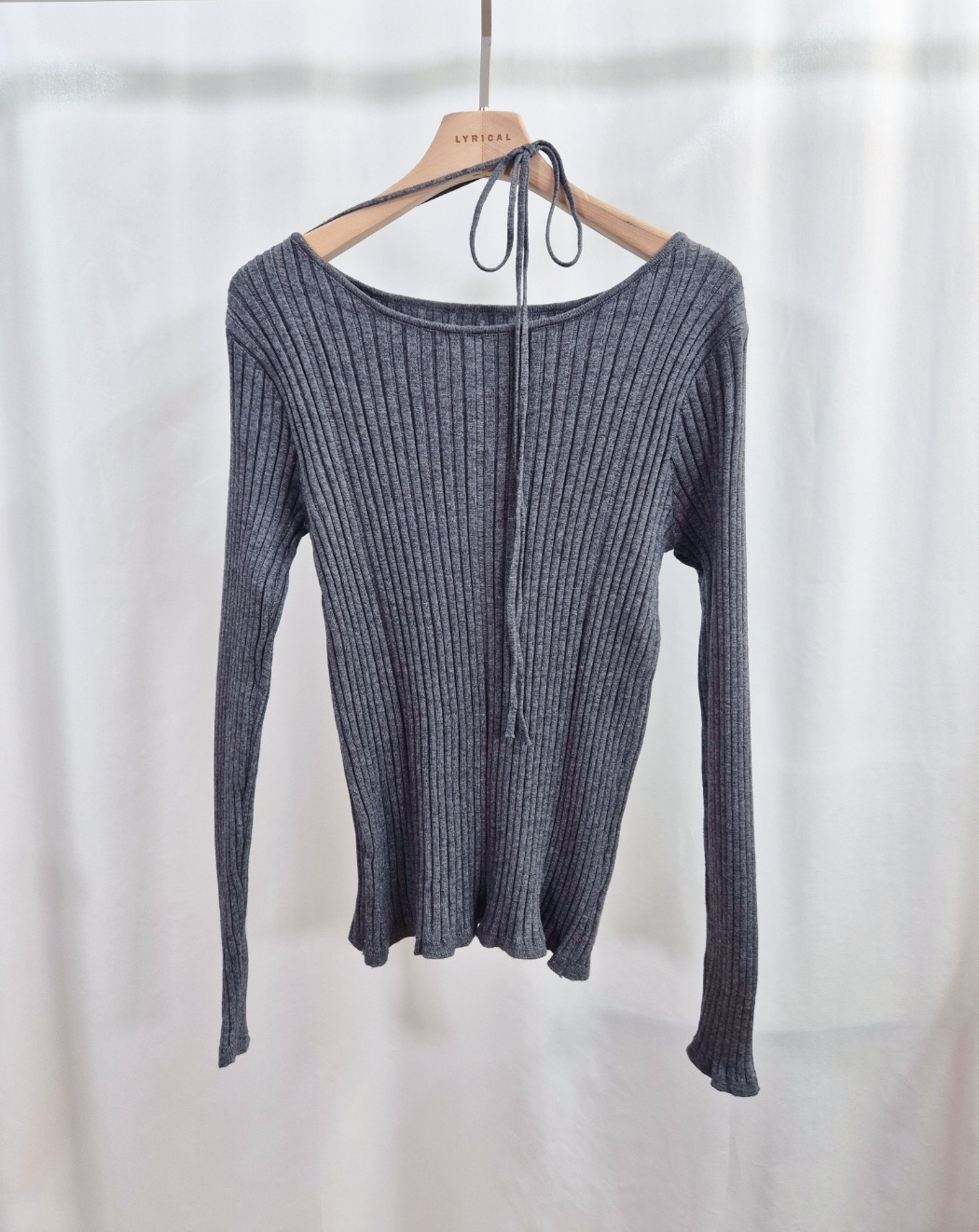 リブストラップラウンドネックスリム長袖ニット | 詳細画像8