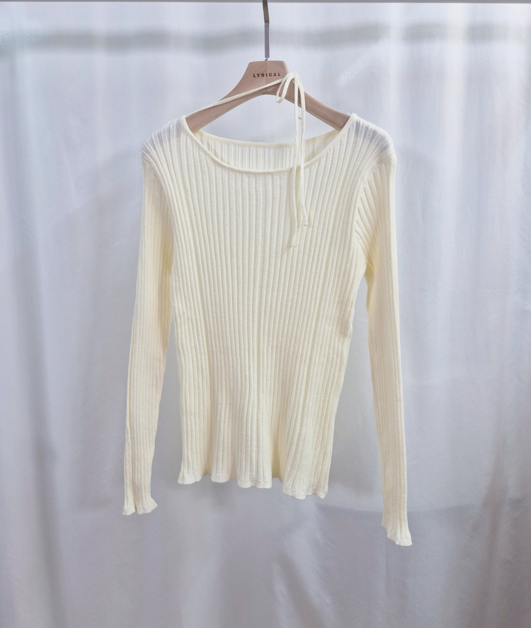 リブストラップラウンドネックスリム長袖ニット | 詳細画像9