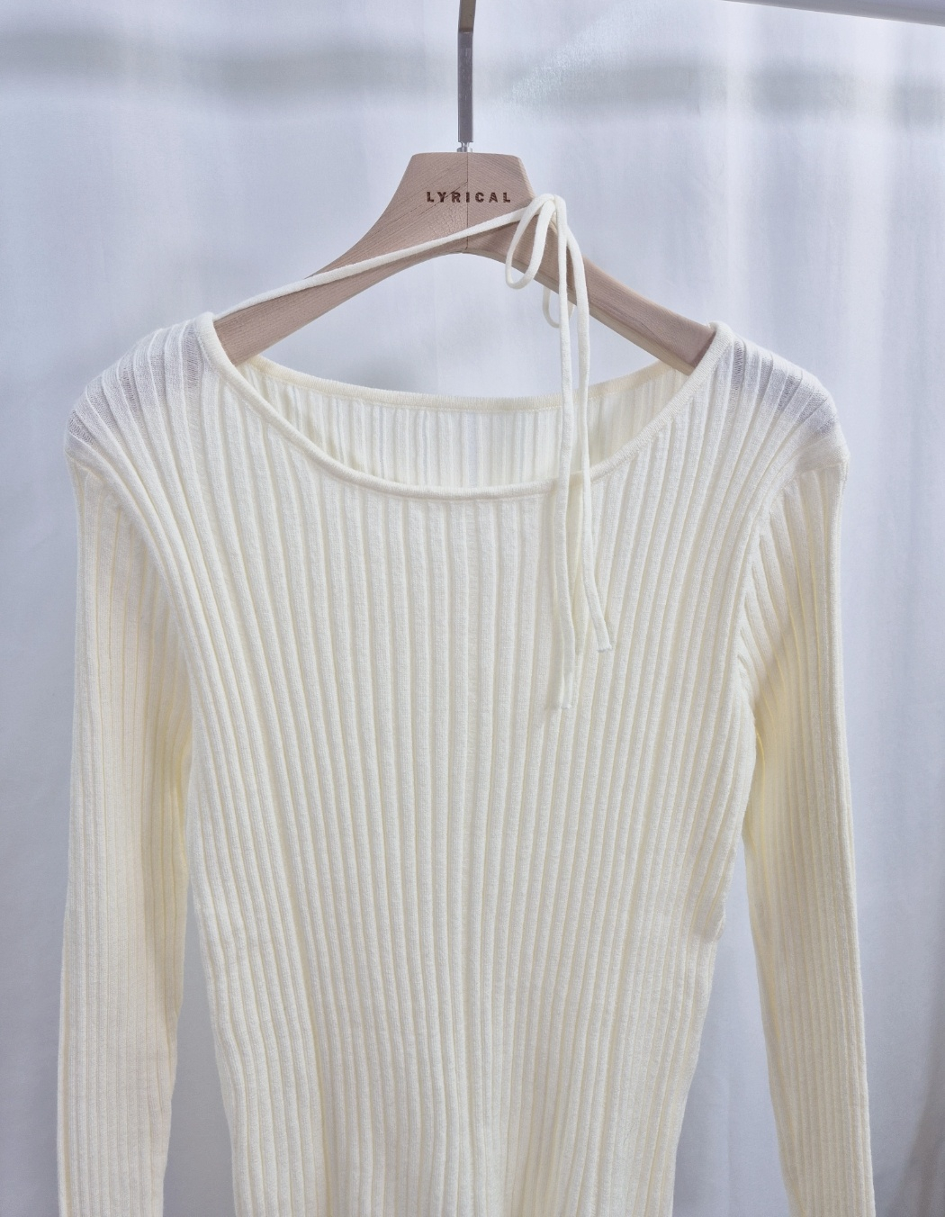 リブストラップラウンドネックスリム長袖ニット | 詳細画像10