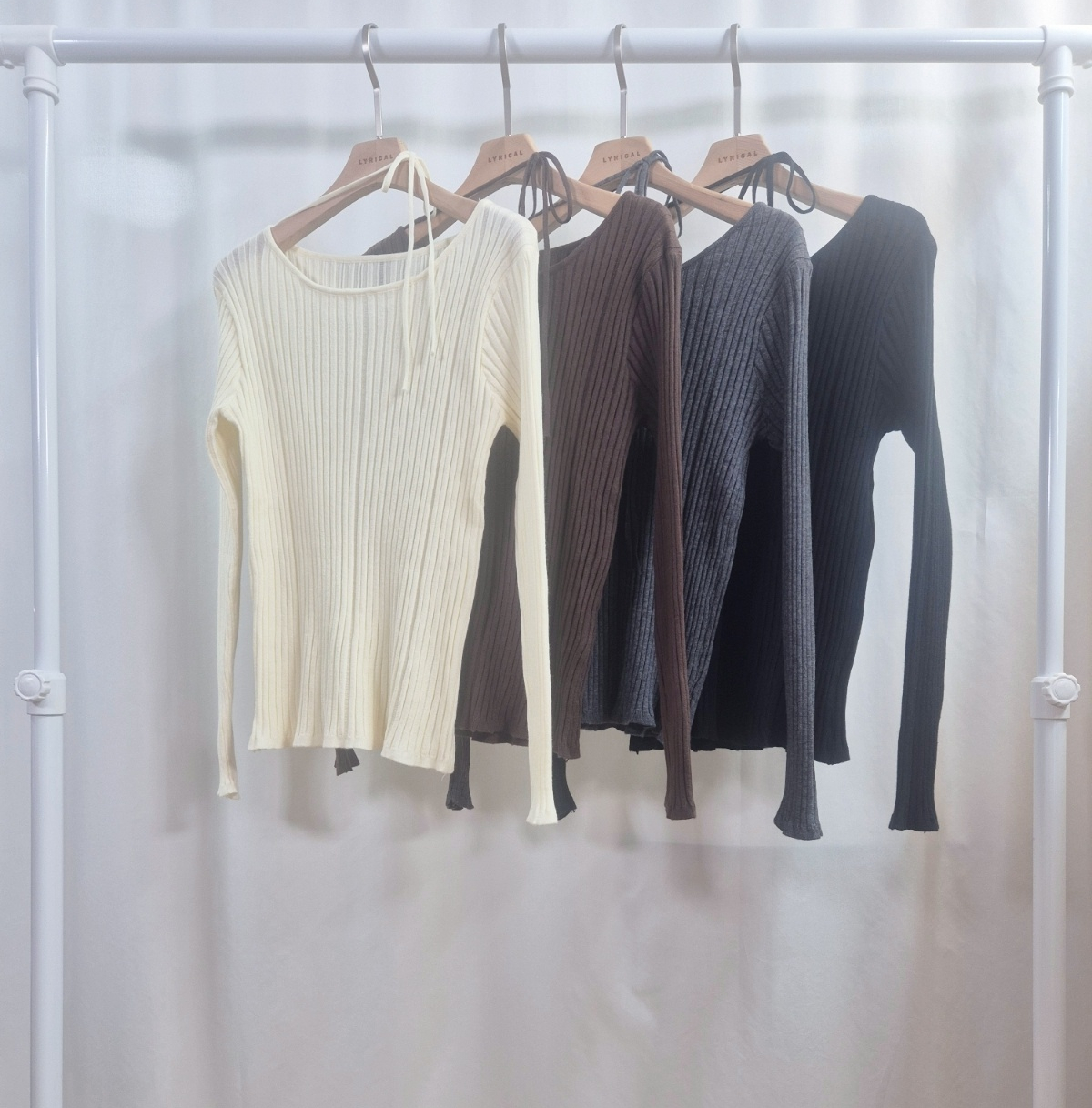 リブストラップラウンドネックスリム長袖ニット | 詳細画像6