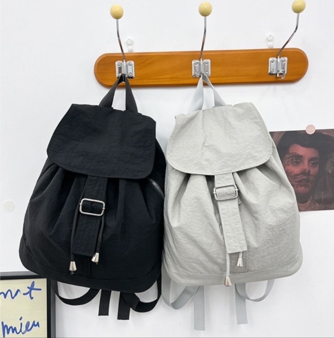 コットンドローストリングタック無地バックパック | 詳細画像9