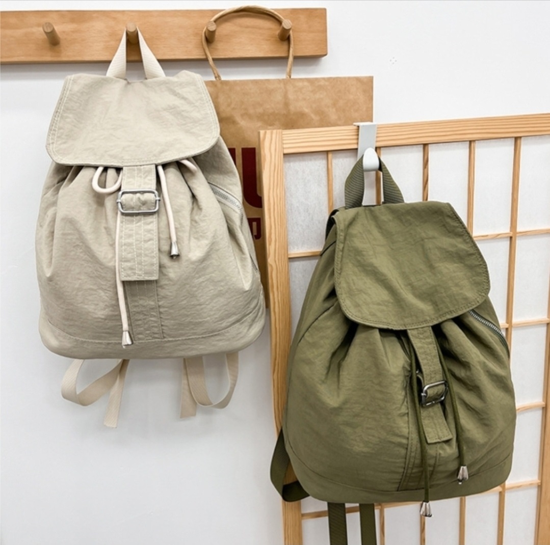 コットンドローストリングタック無地バックパック | 詳細画像10