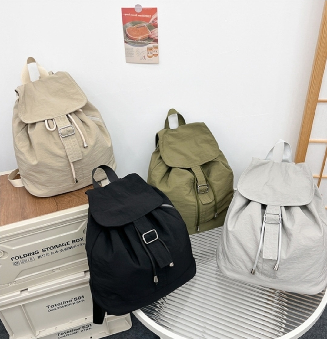 コットンドローストリングタック無地バックパック | 詳細画像14