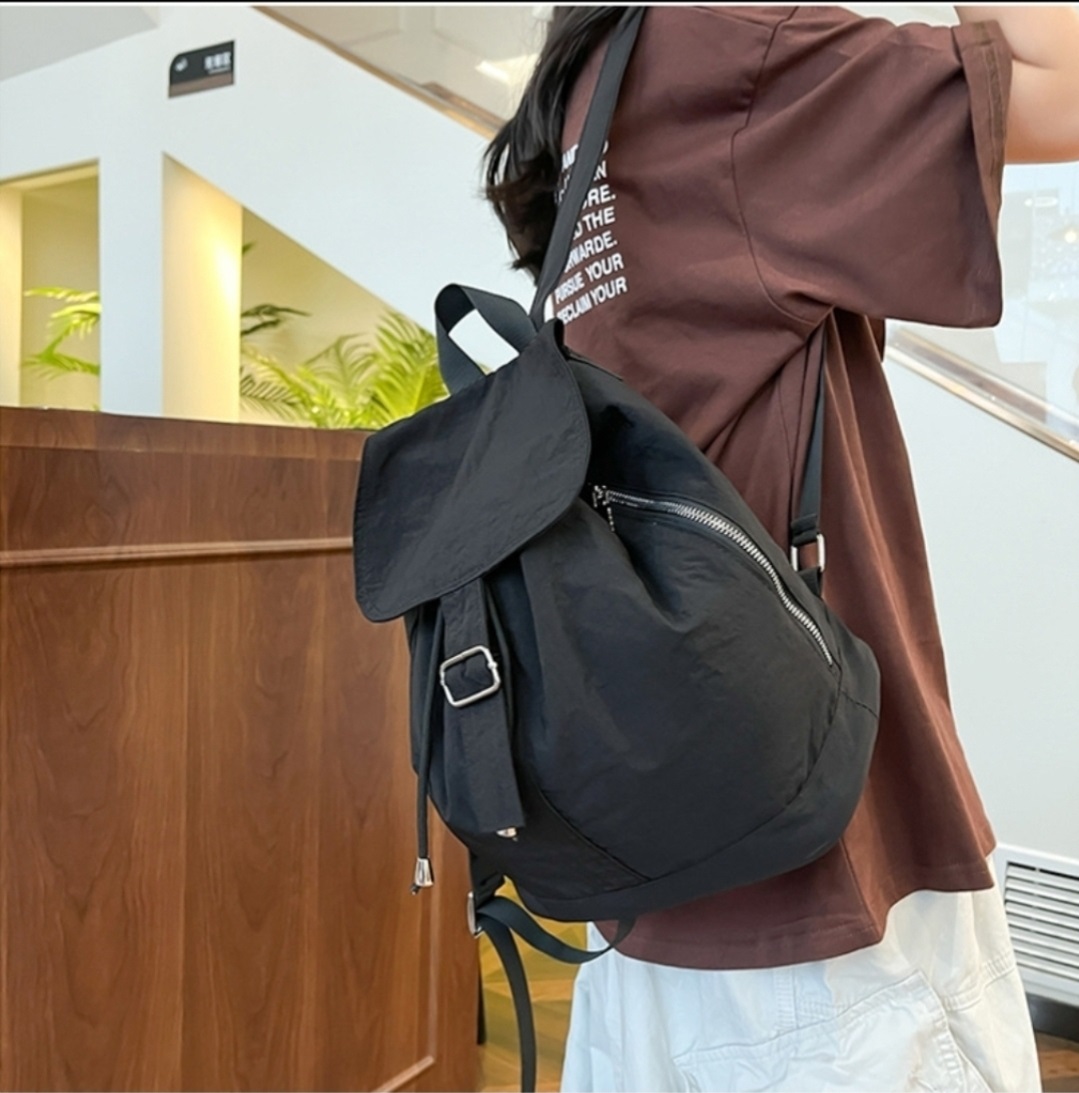 コットンドローストリングタック無地バックパック | 詳細画像7