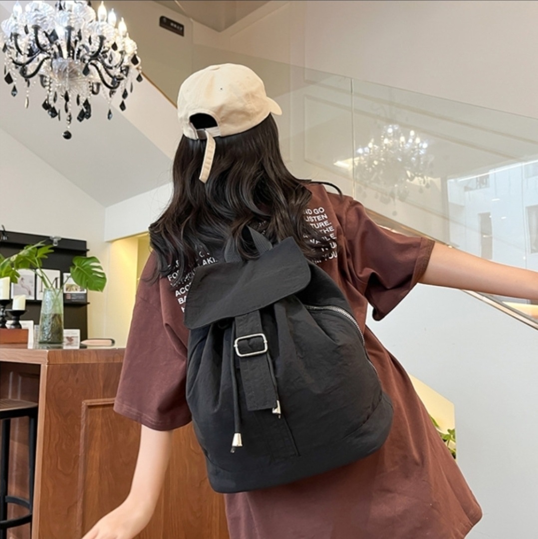 コットンドローストリングタック無地バックパック | 詳細画像6