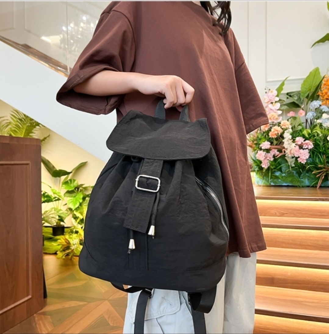 コットンドローストリングタック無地バックパック | 詳細画像8