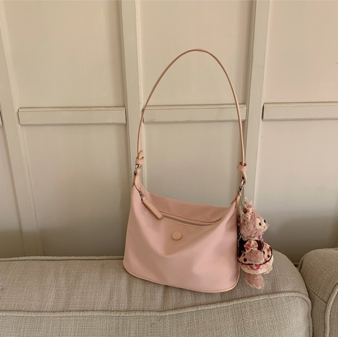 ジップアップバックルDリング無地ショルダーバッグ | 詳細画像10