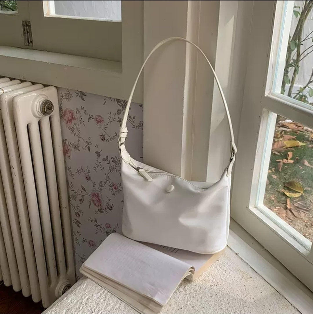 ジップアップバックルDリング無地ショルダーバッグ | 詳細画像9