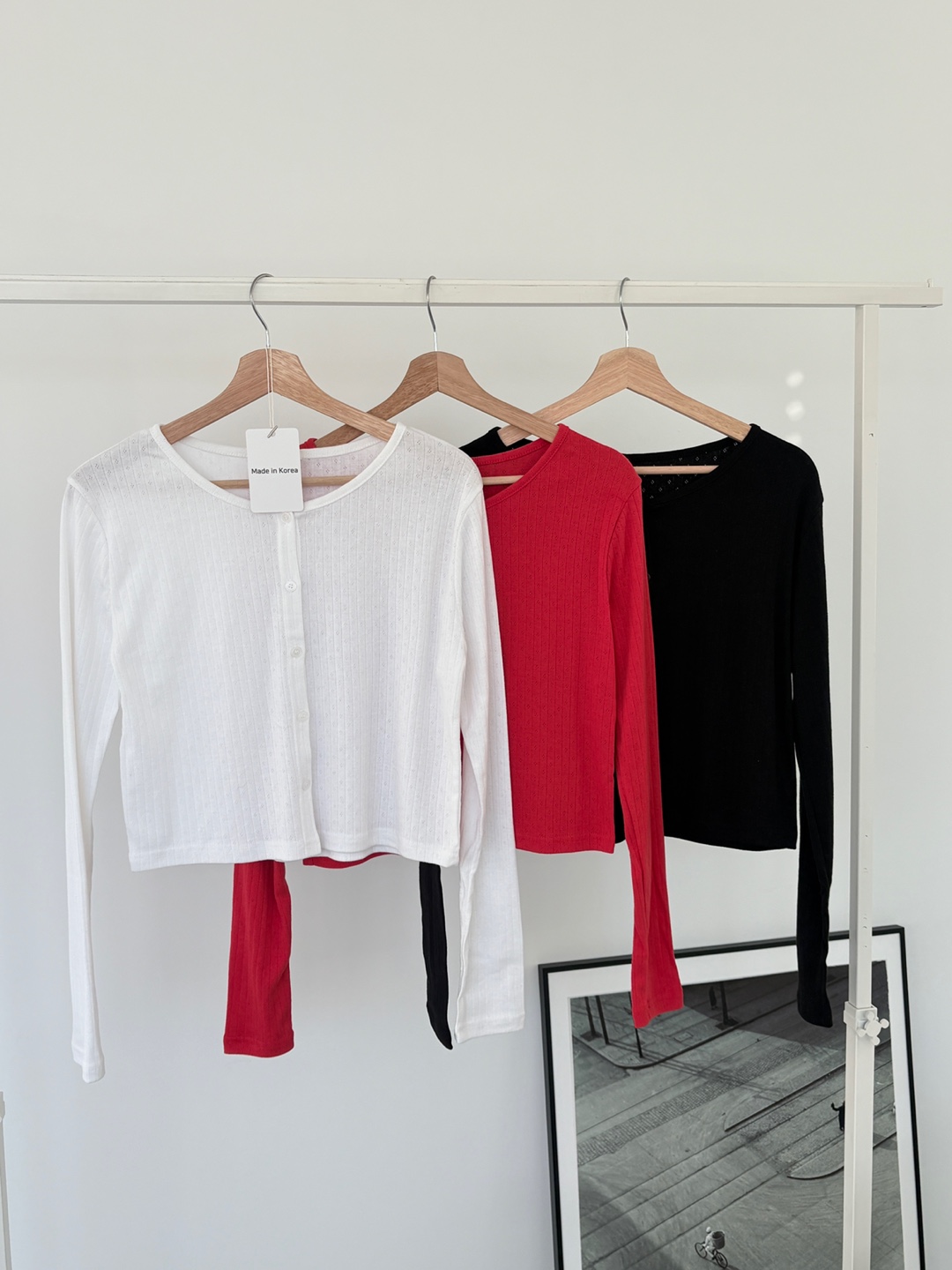 リブボタンラウンドネックルーズ長袖セミクロップドカーディガン | 詳細画像18