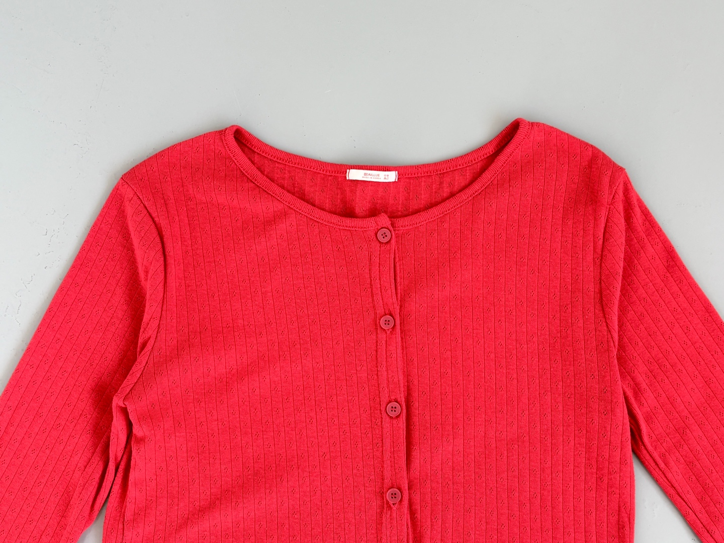 リブボタンラウンドネックルーズ長袖セミクロップドカーディガン | 詳細画像19