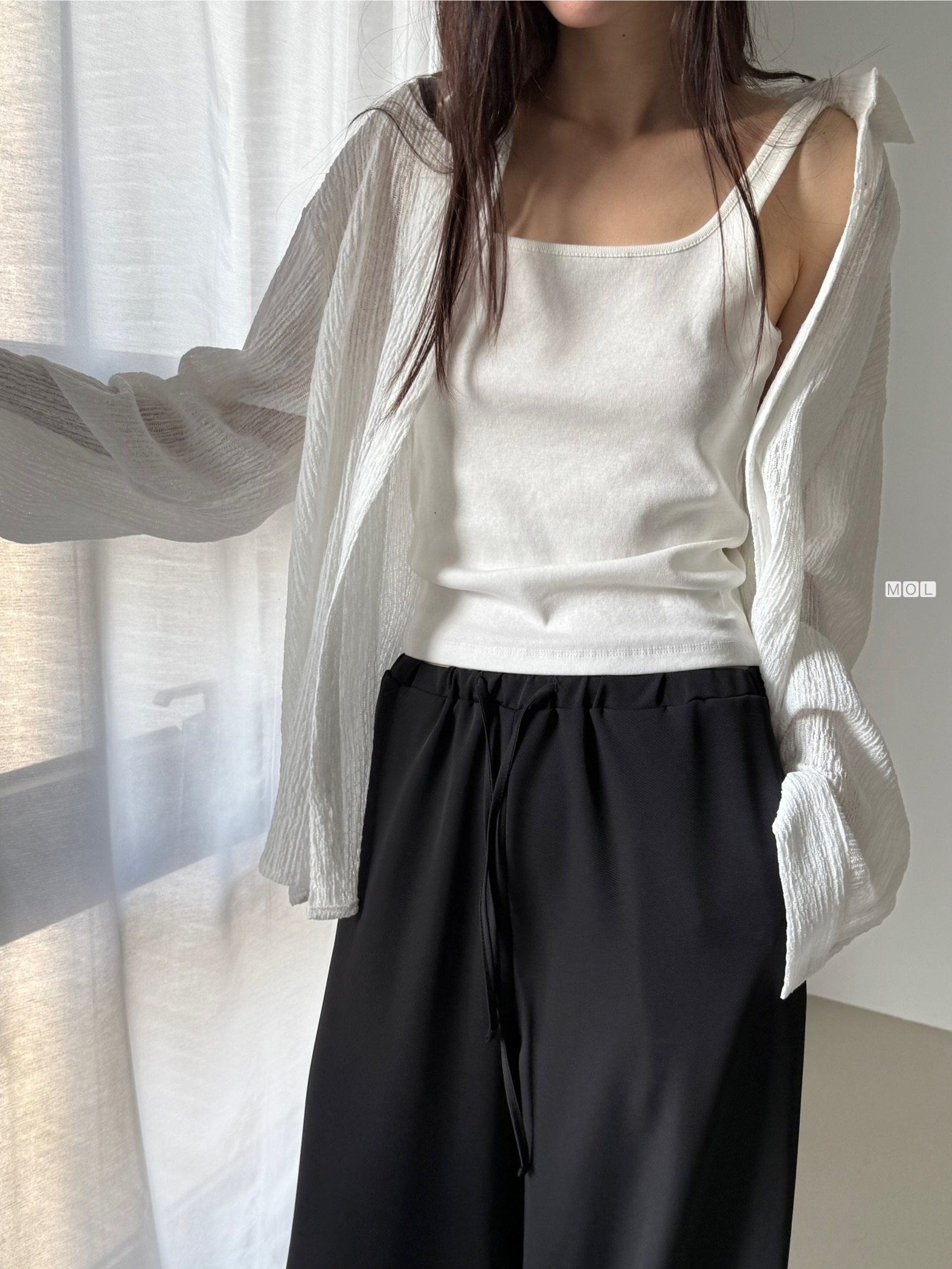 ボタンカラーリンクルオーバーサイズ長袖ブラウス | 詳細画像16