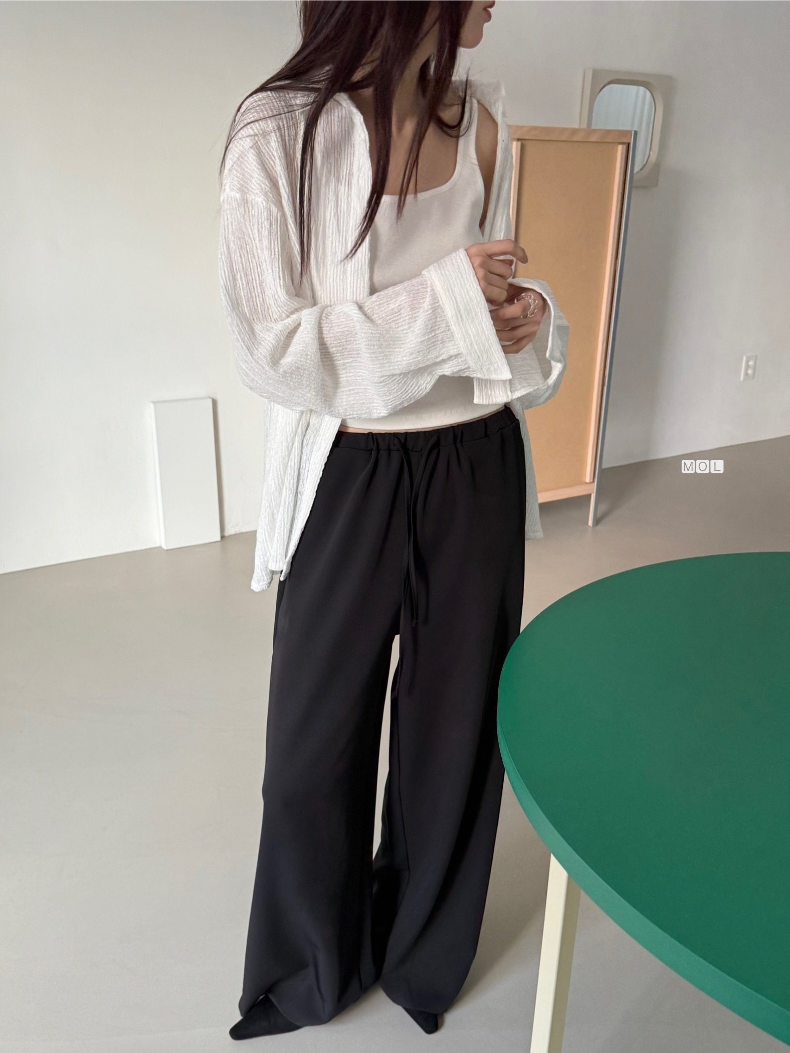 ボタンカラーリンクルオーバーサイズ長袖ブラウス | 詳細画像10