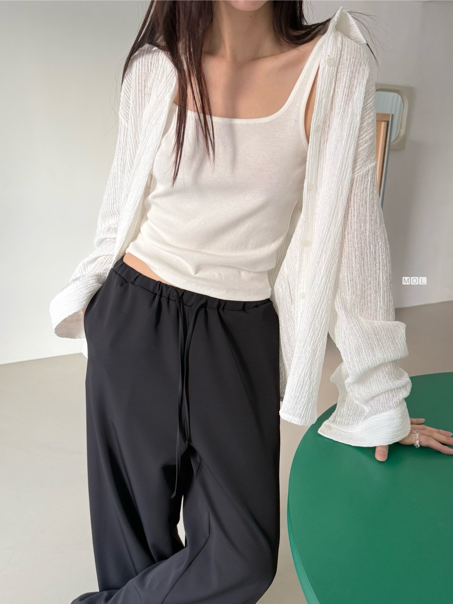 ボタンカラーリンクルオーバーサイズ長袖ブラウス | 詳細画像11