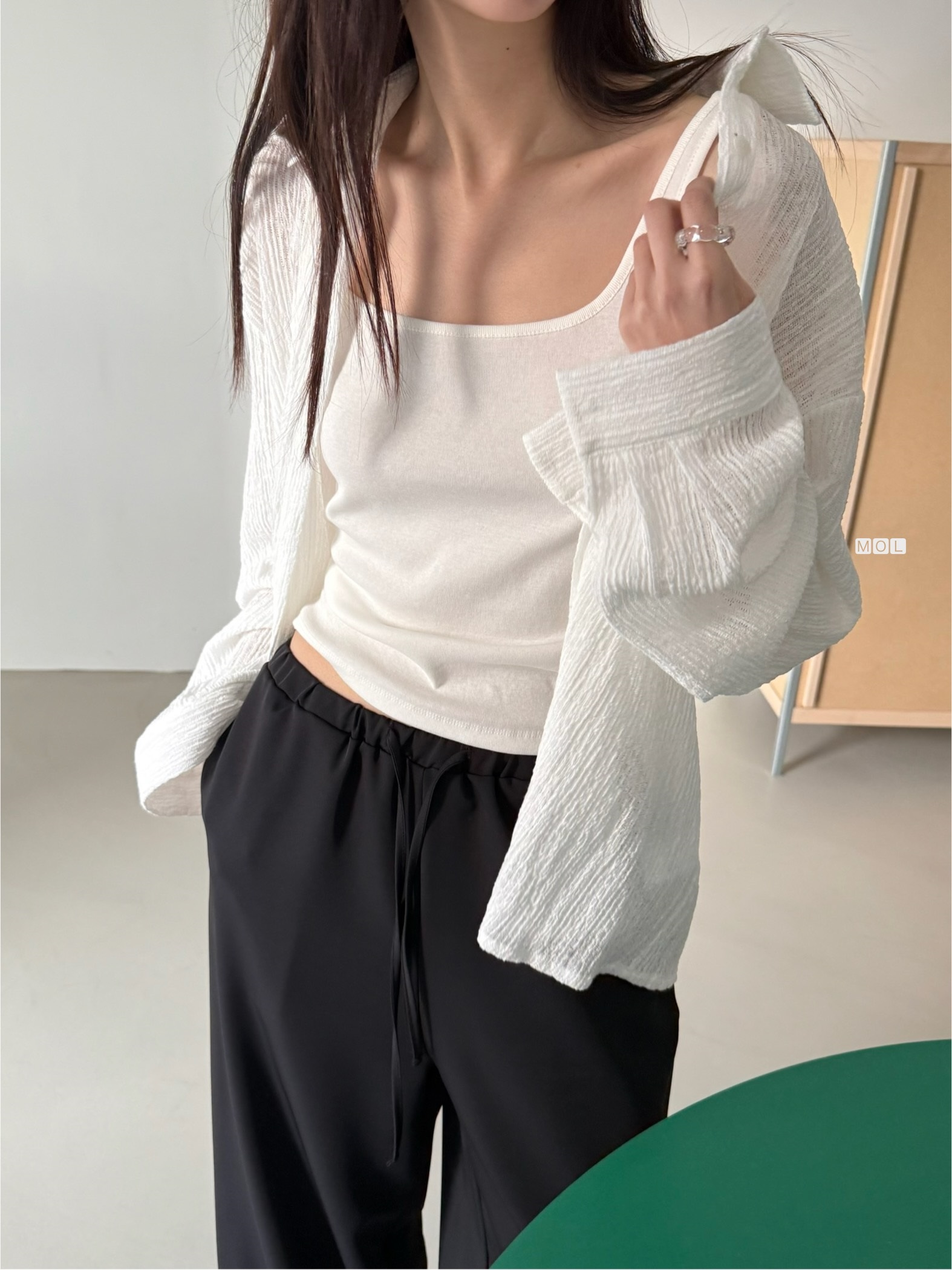 ボタンカラーリンクルオーバーサイズ長袖ブラウス | 詳細画像12