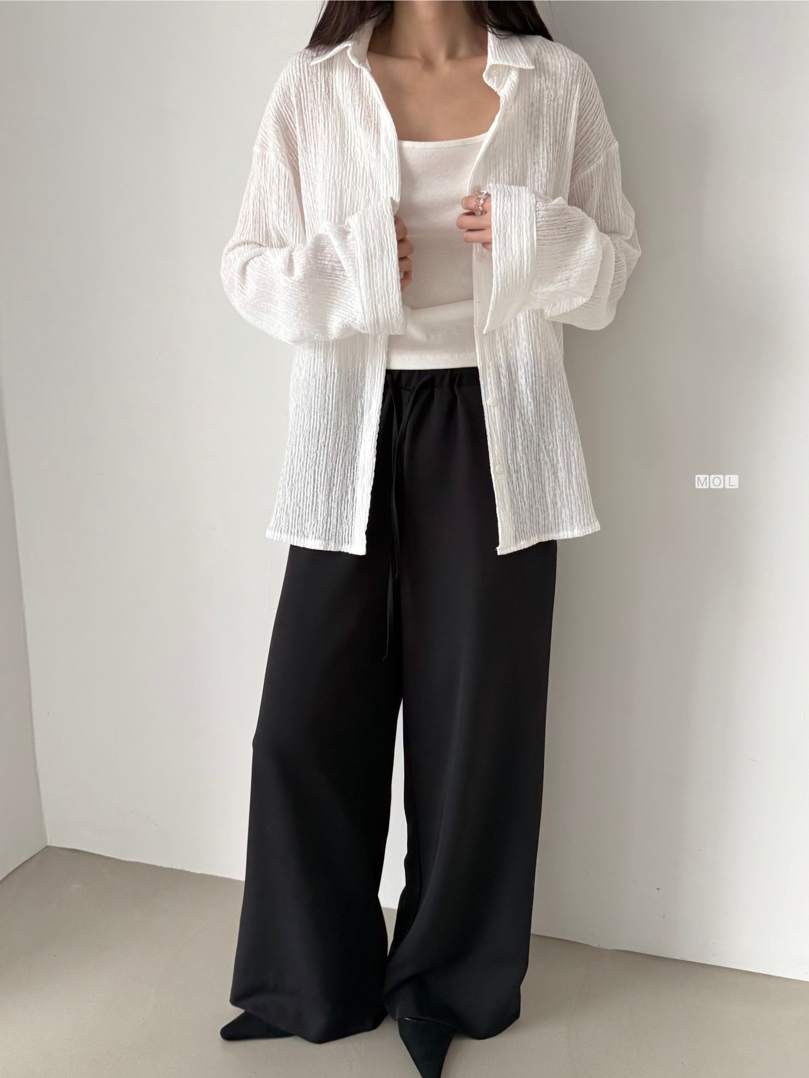 ボタンカラーリンクルオーバーサイズ長袖ブラウス | 詳細画像20