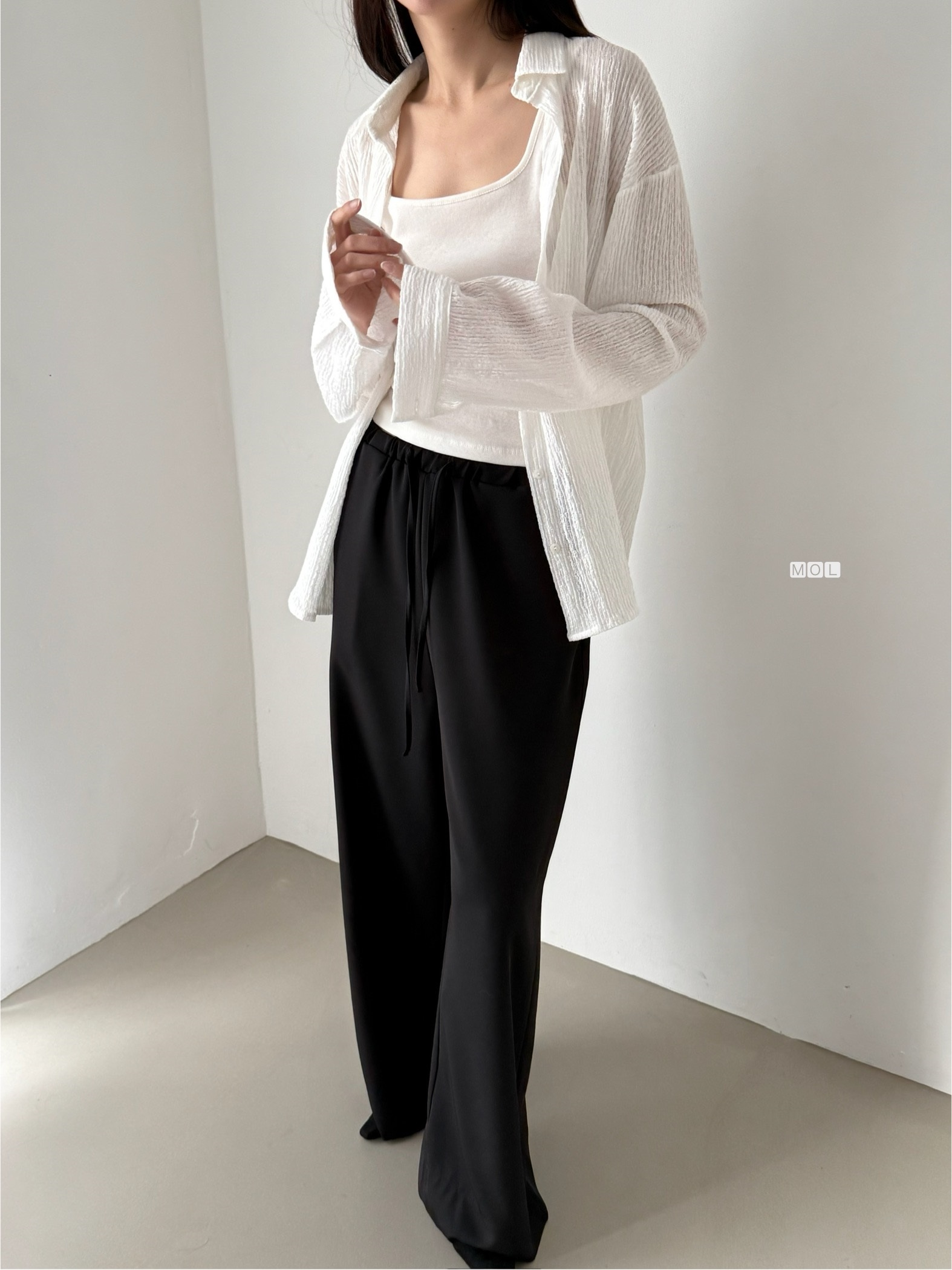 ボタンカラーリンクルオーバーサイズ長袖ブラウス | 詳細画像22