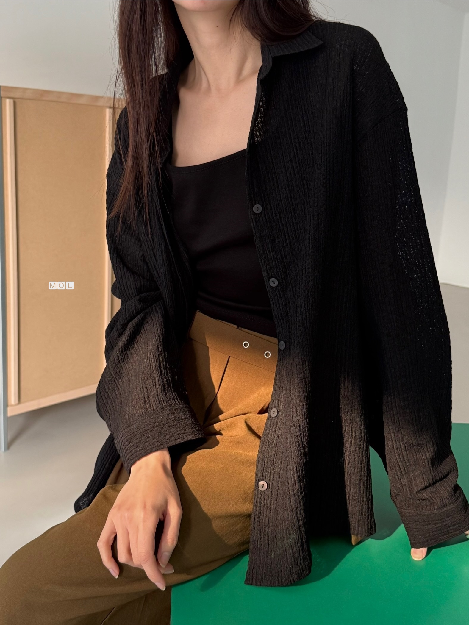 ボタンカラーリンクルオーバーサイズ長袖ブラウス | 詳細画像31