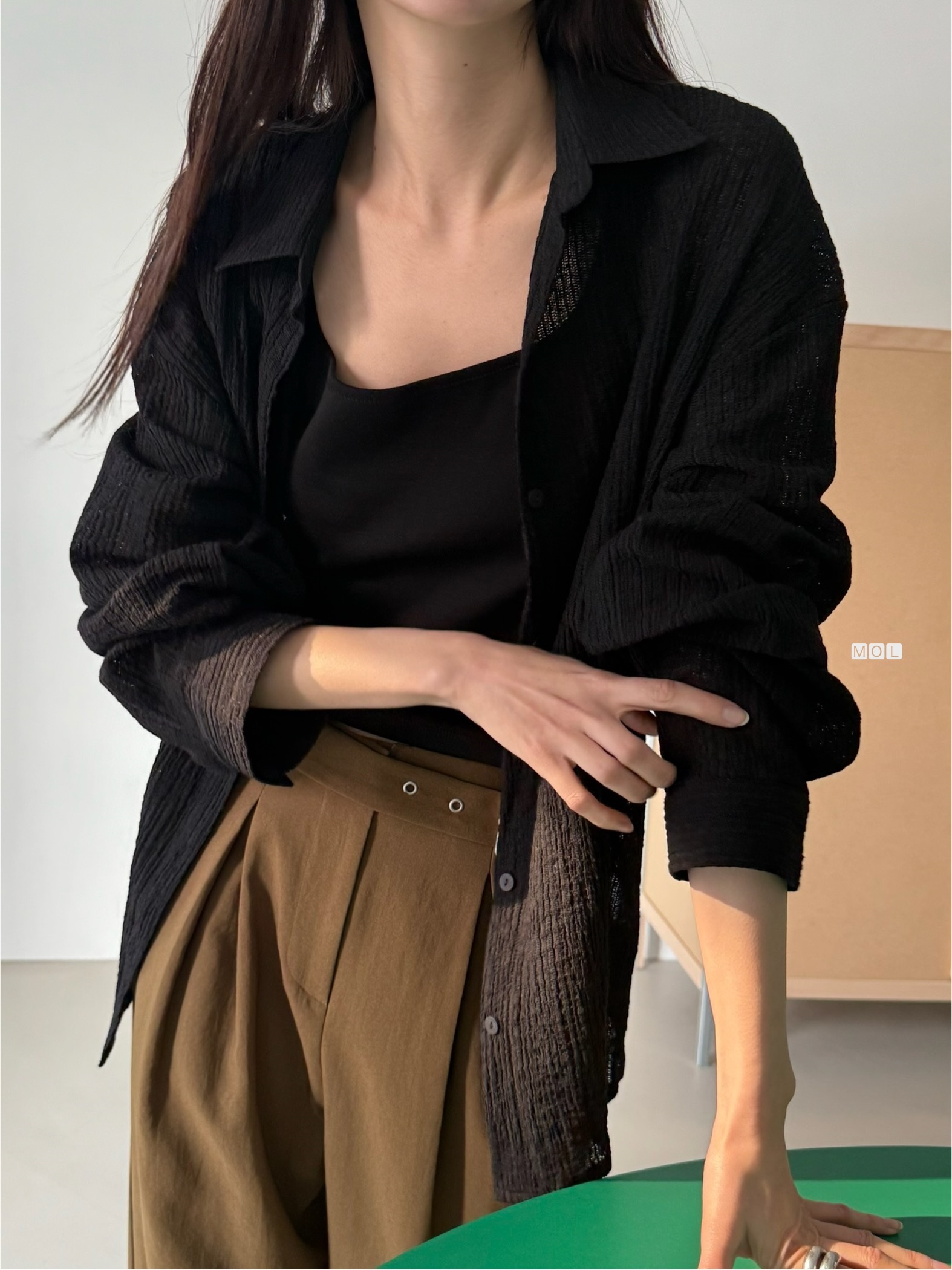 ボタンカラーリンクルオーバーサイズ長袖ブラウス | 詳細画像23