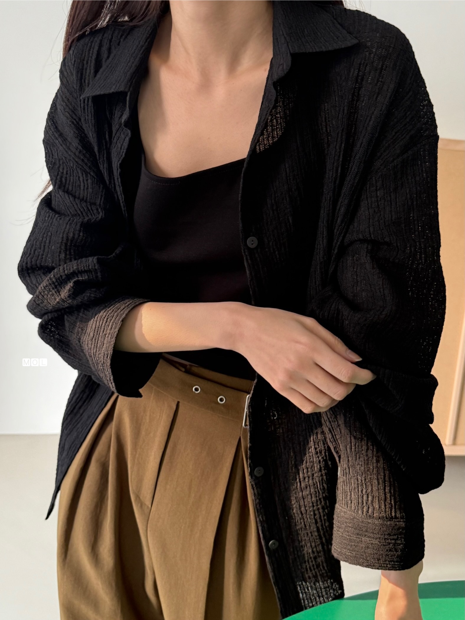 ボタンカラーリンクルオーバーサイズ長袖ブラウス | 詳細画像24