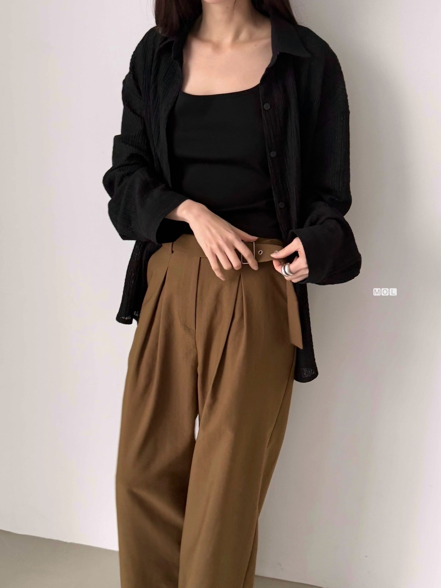 ボタンカラーリンクルオーバーサイズ長袖ブラウス | 詳細画像28