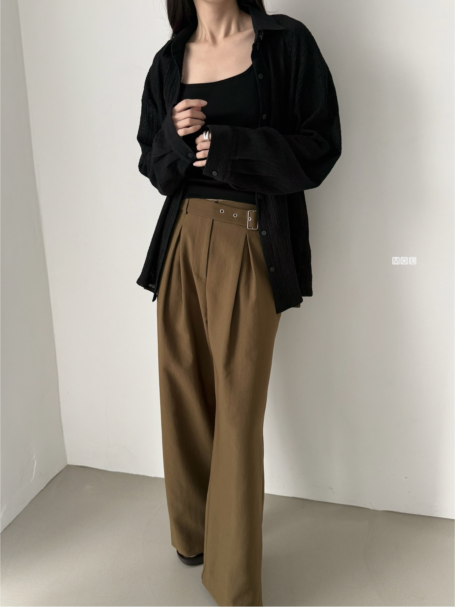 ボタンカラーリンクルオーバーサイズ長袖ブラウス | 詳細画像29