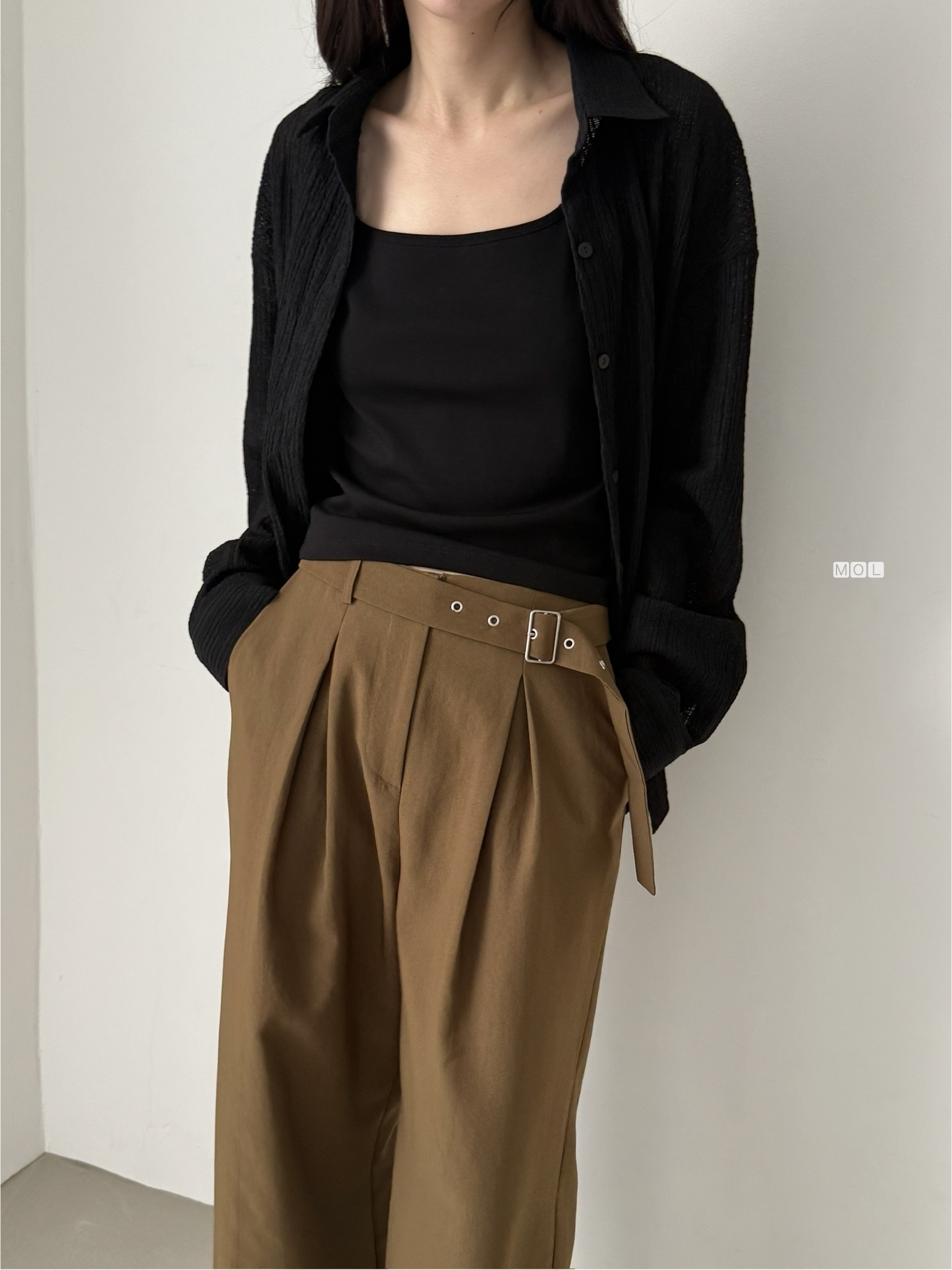 ボタンカラーリンクルオーバーサイズ長袖ブラウス | 詳細画像30