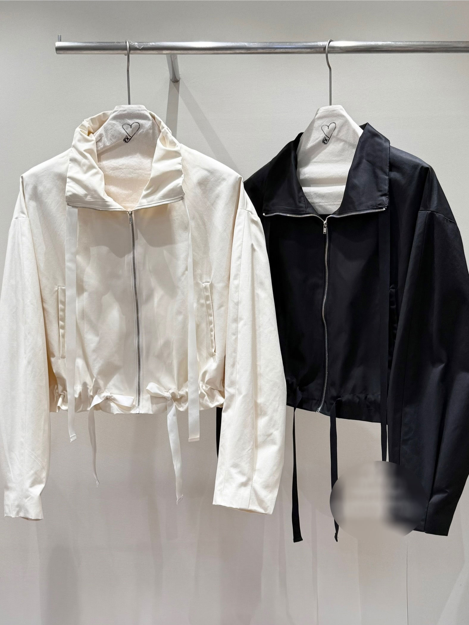 ジップアップドローストリングショートルーズ長袖無地ジャンパー | 詳細画像27