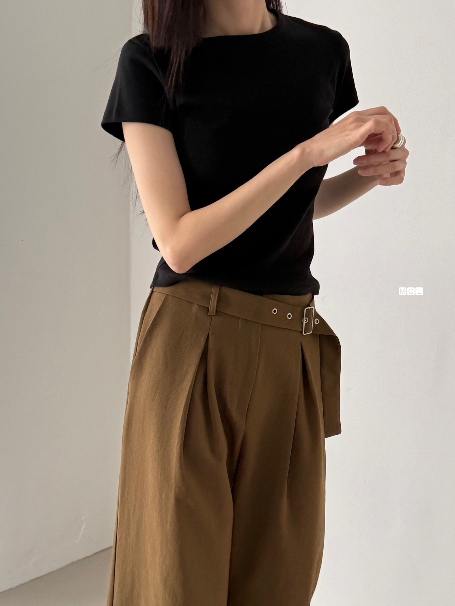 コットンラウンドネック半袖無地Tシャツ | 詳細画像8