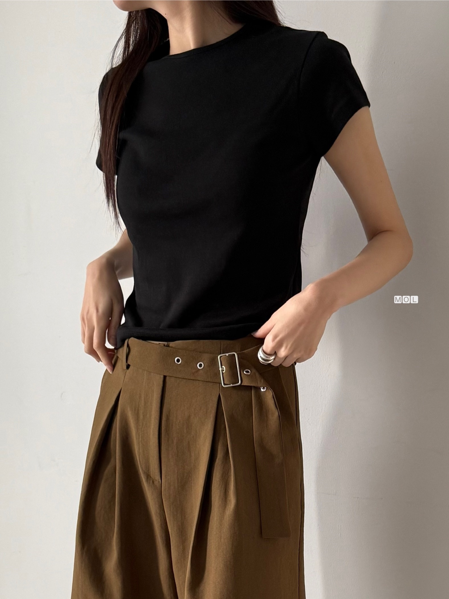 コットンラウンドネック半袖無地Tシャツ | 詳細画像11