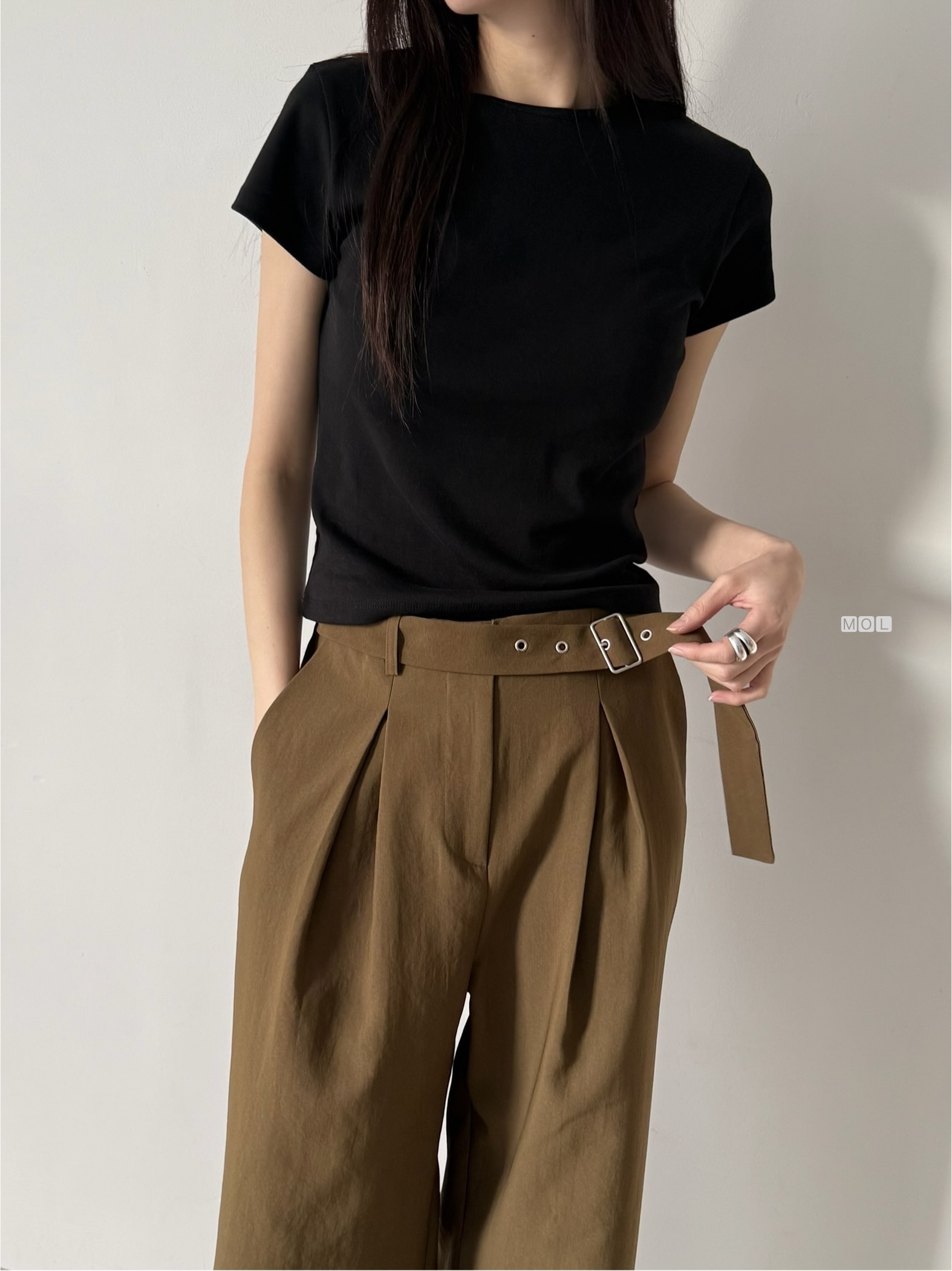 コットンラウンドネック半袖無地Tシャツ | 詳細画像14