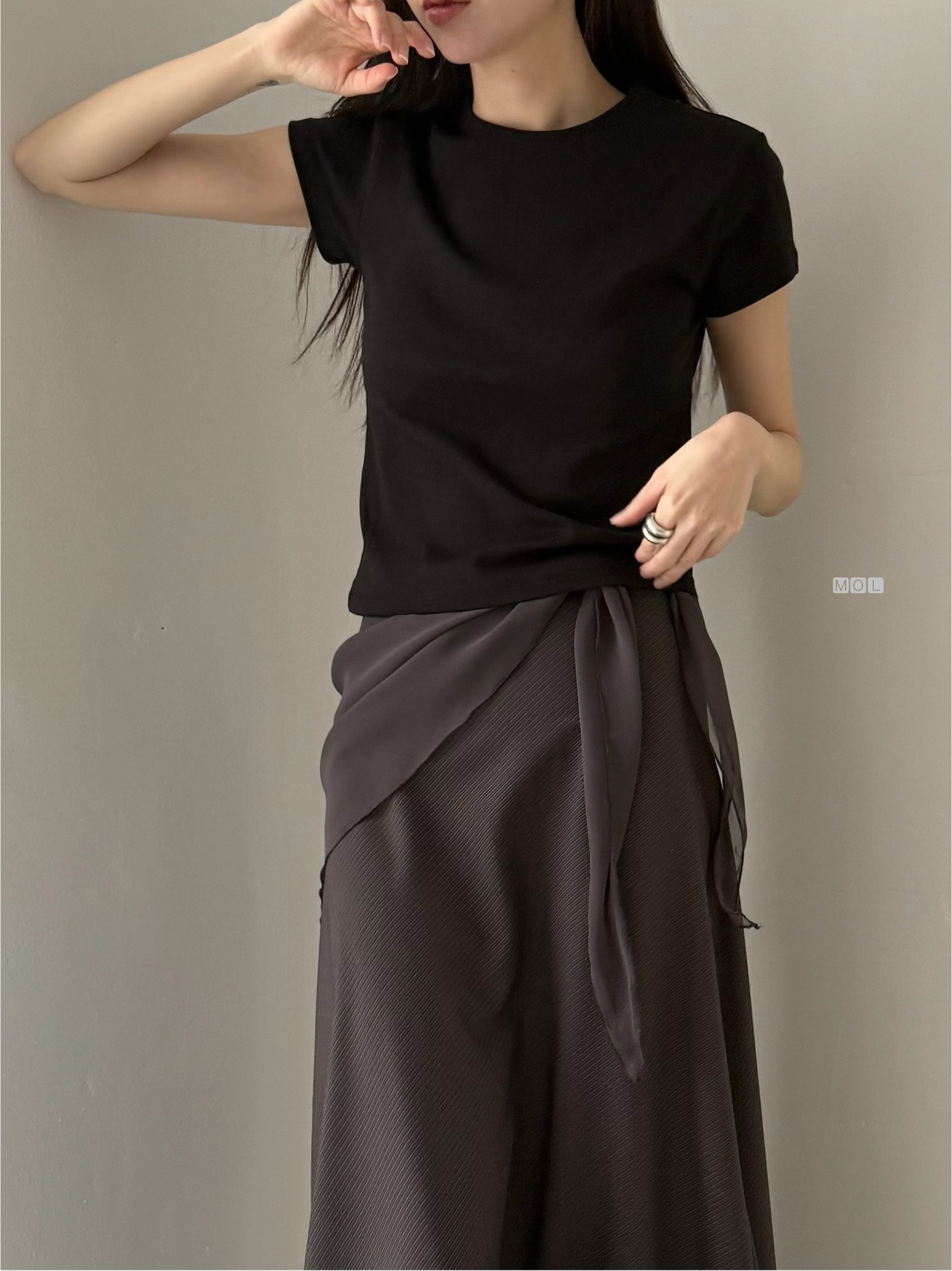 コットンラウンドネック半袖無地Tシャツ | 詳細画像17