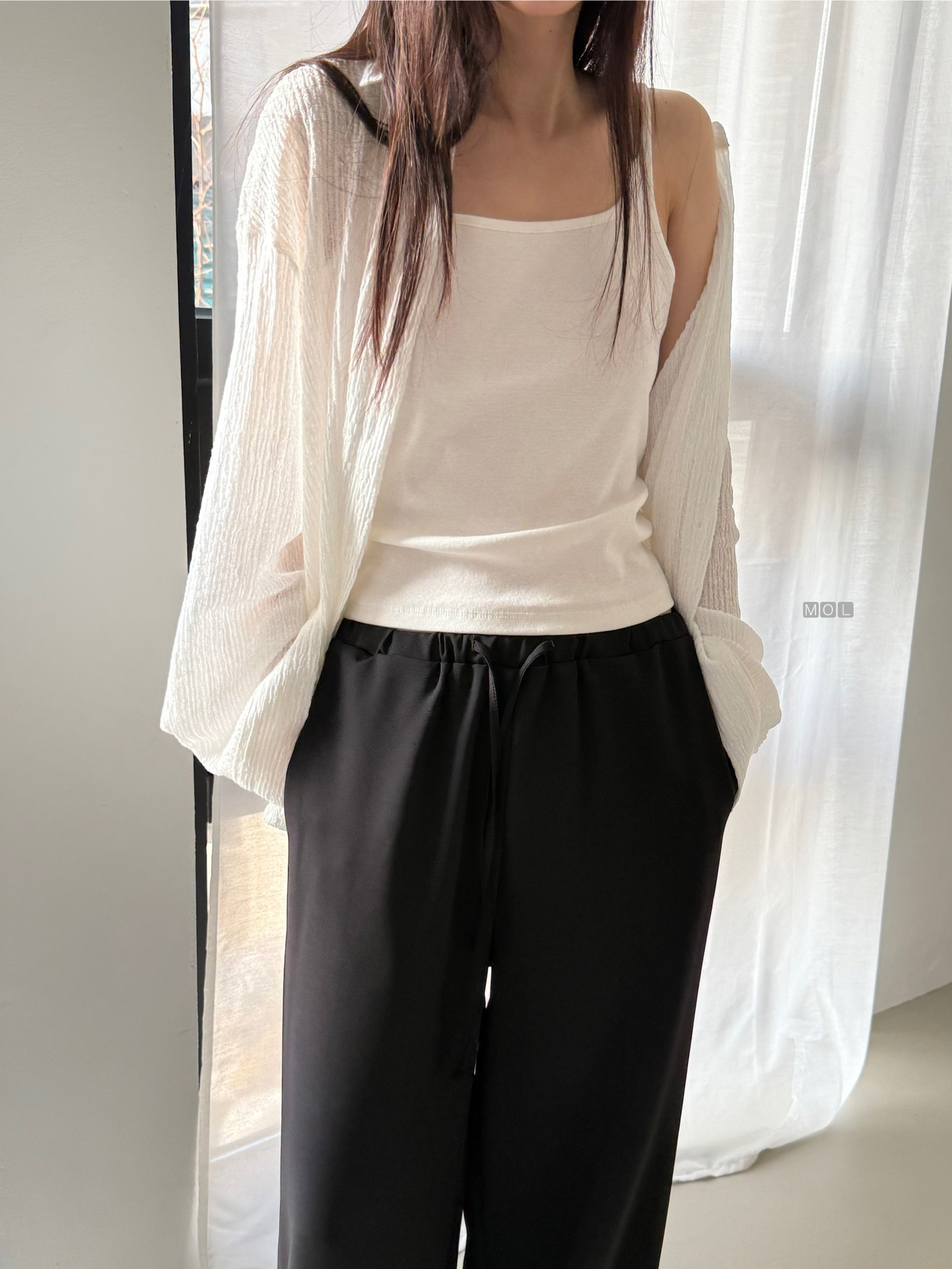 コットンスクエアネックスリム無地ノースリーブ | 詳細画像4