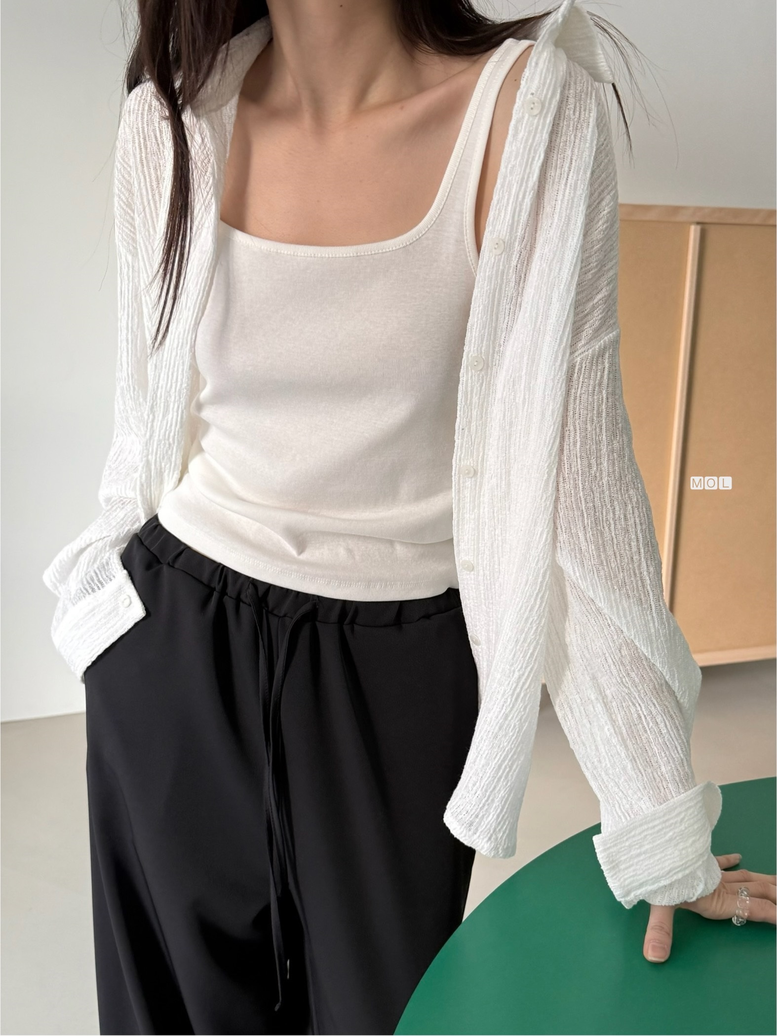 コットンスクエアネックスリム無地ノースリーブ | 詳細画像8