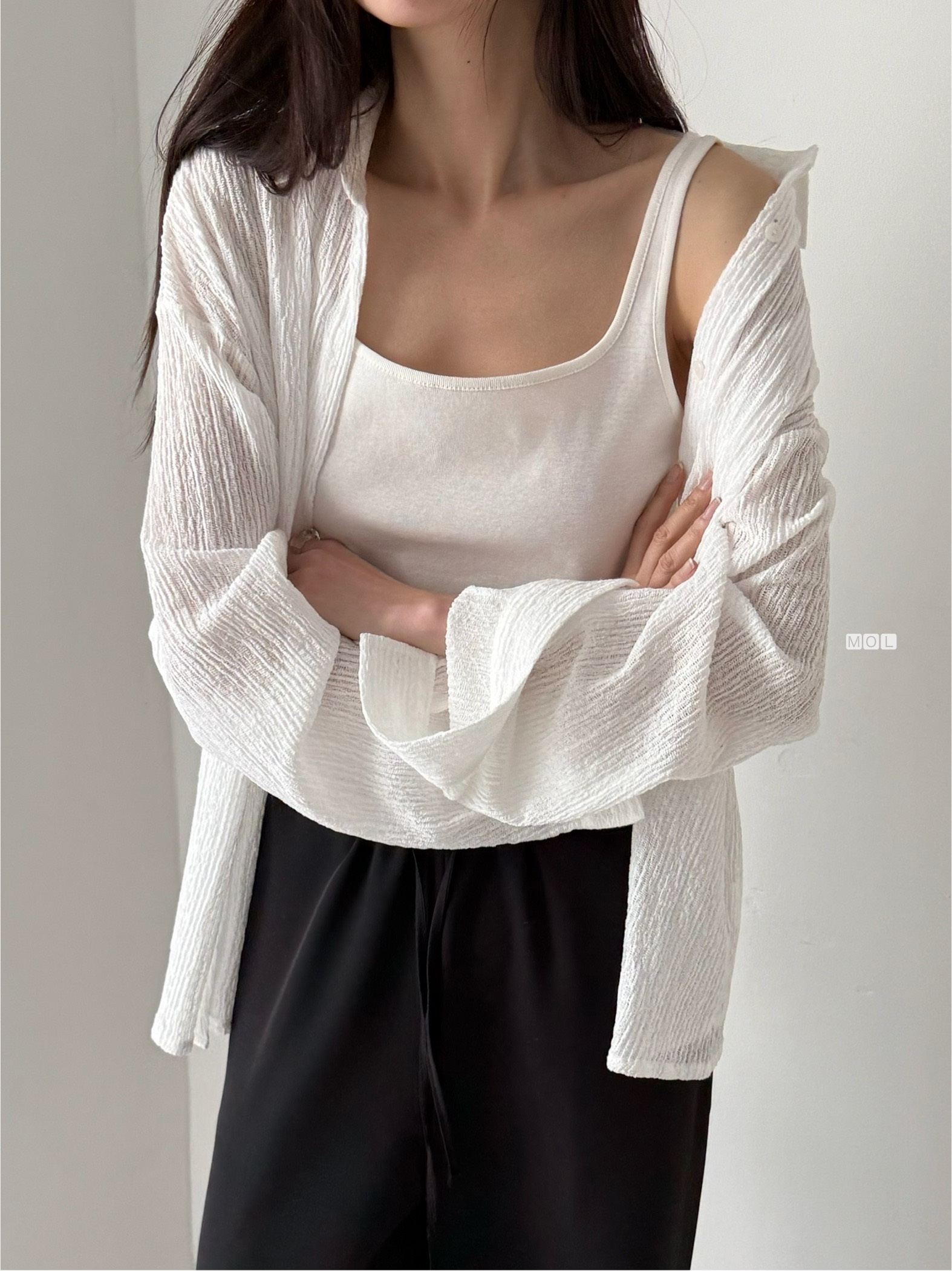 コットンスクエアネックスリム無地ノースリーブ | 詳細画像12