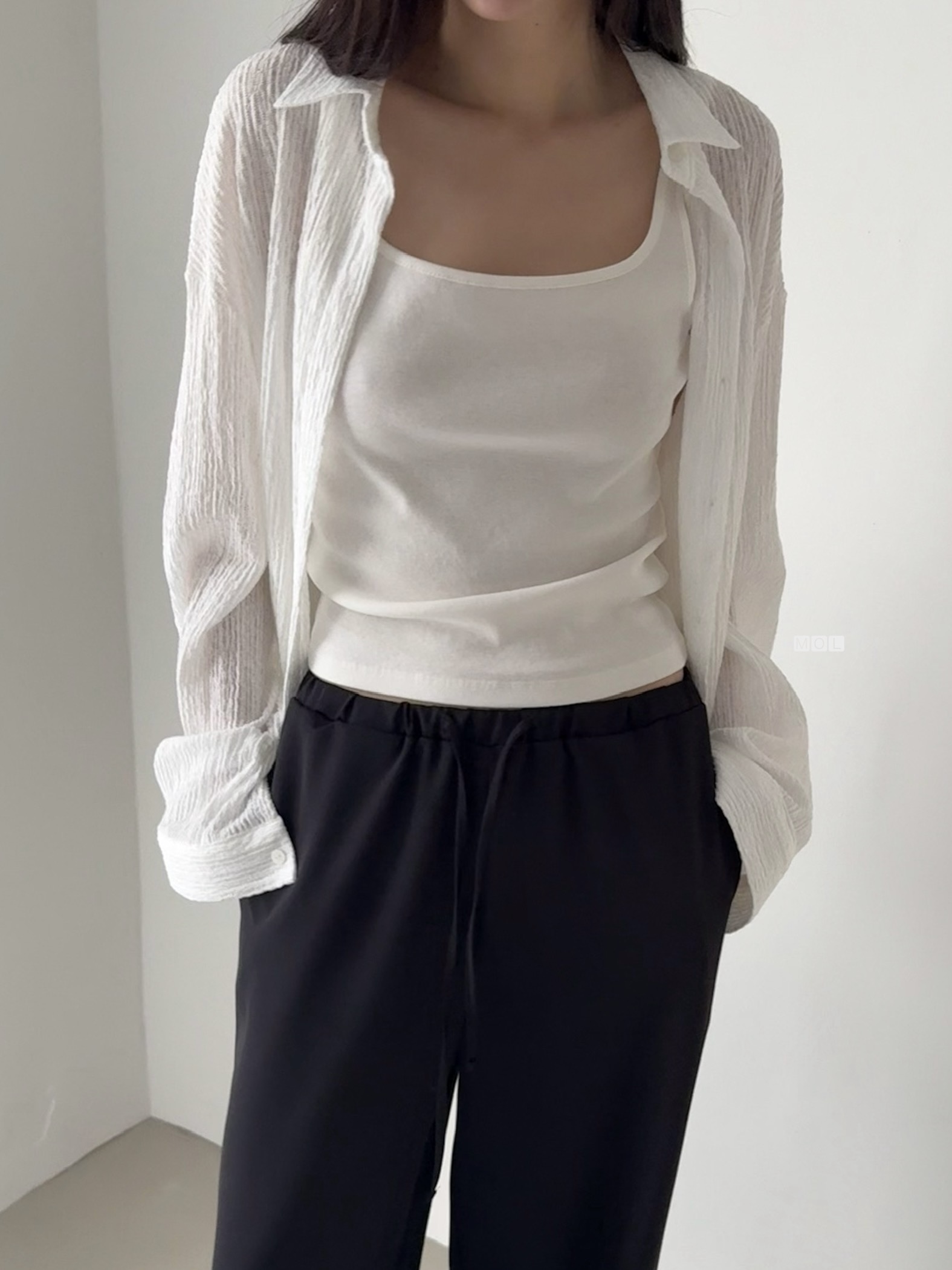 コットンスクエアネックスリム無地ノースリーブ | 詳細画像14