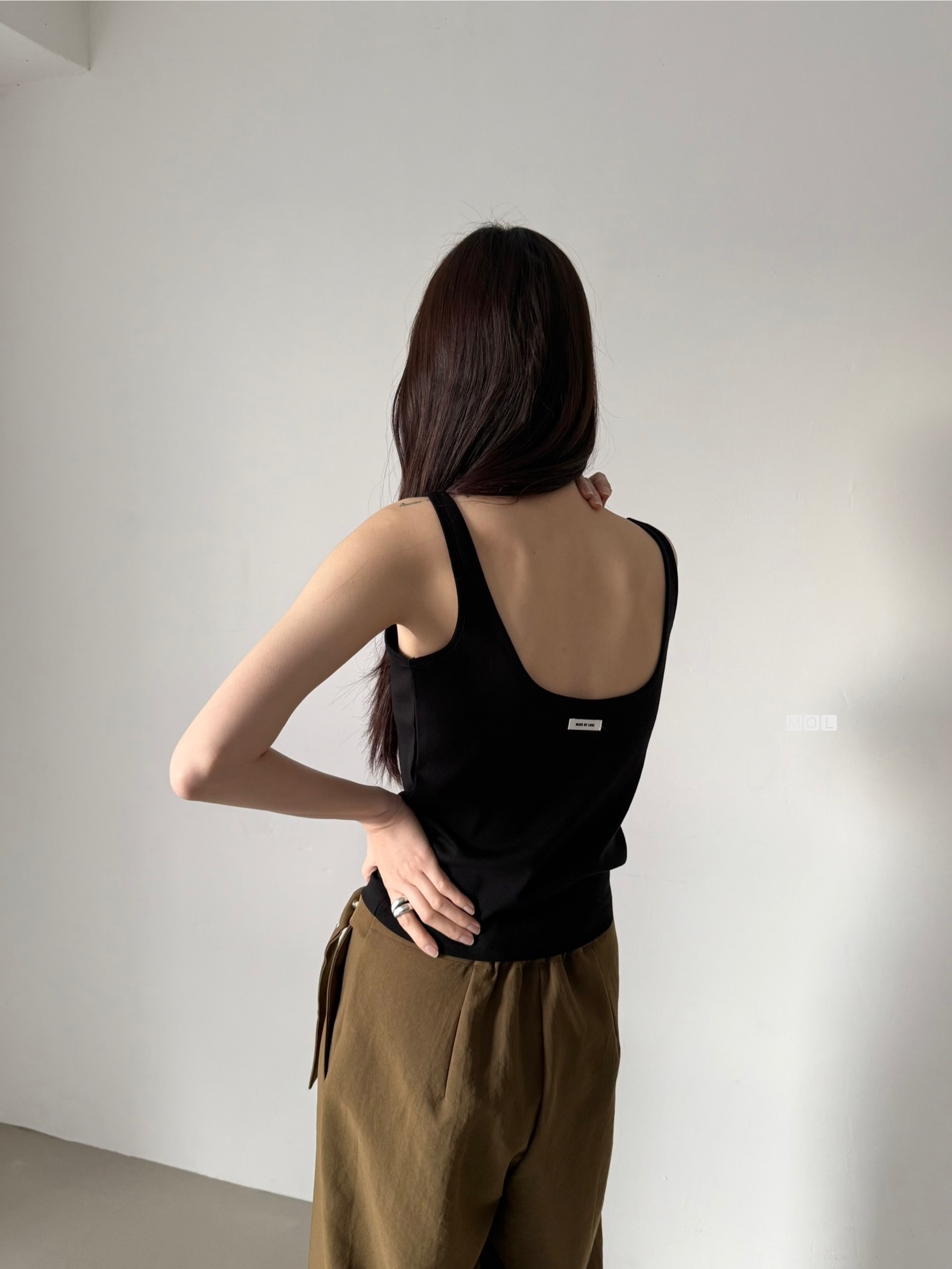 コットンスクエアネックスリム無地ノースリーブ | 詳細画像17