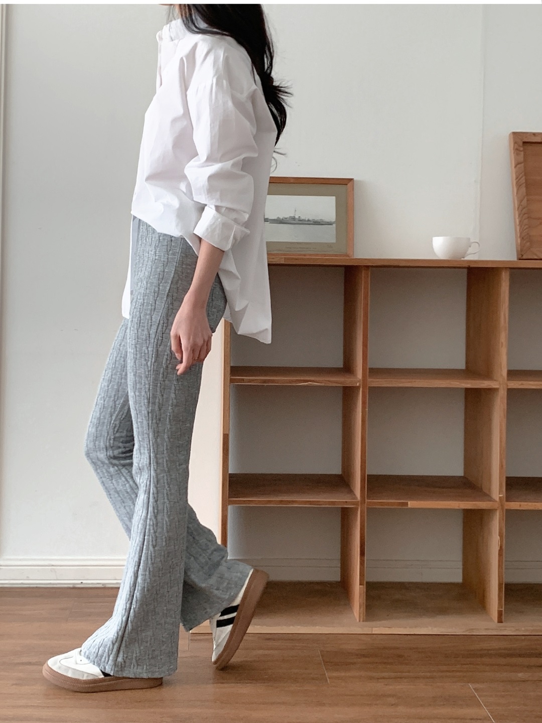 ニットウエストゴムロングブーツカットケーブルパンツ | 詳細画像14