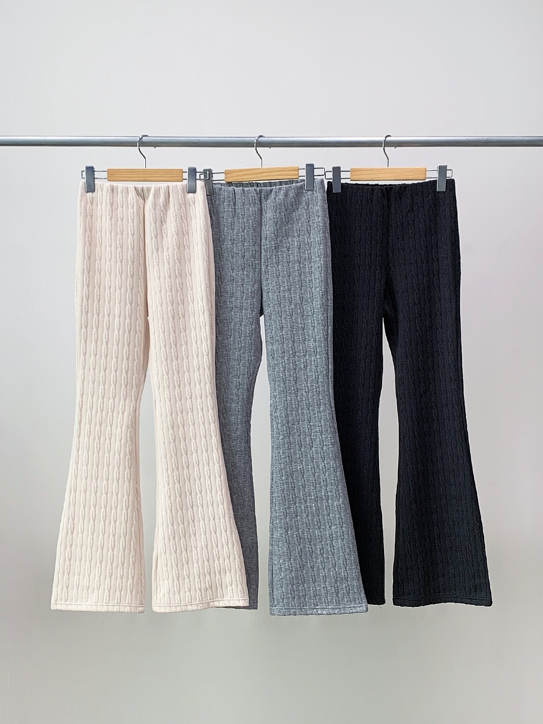 ニットウエストゴムロングブーツカットケーブルパンツ | 詳細画像19