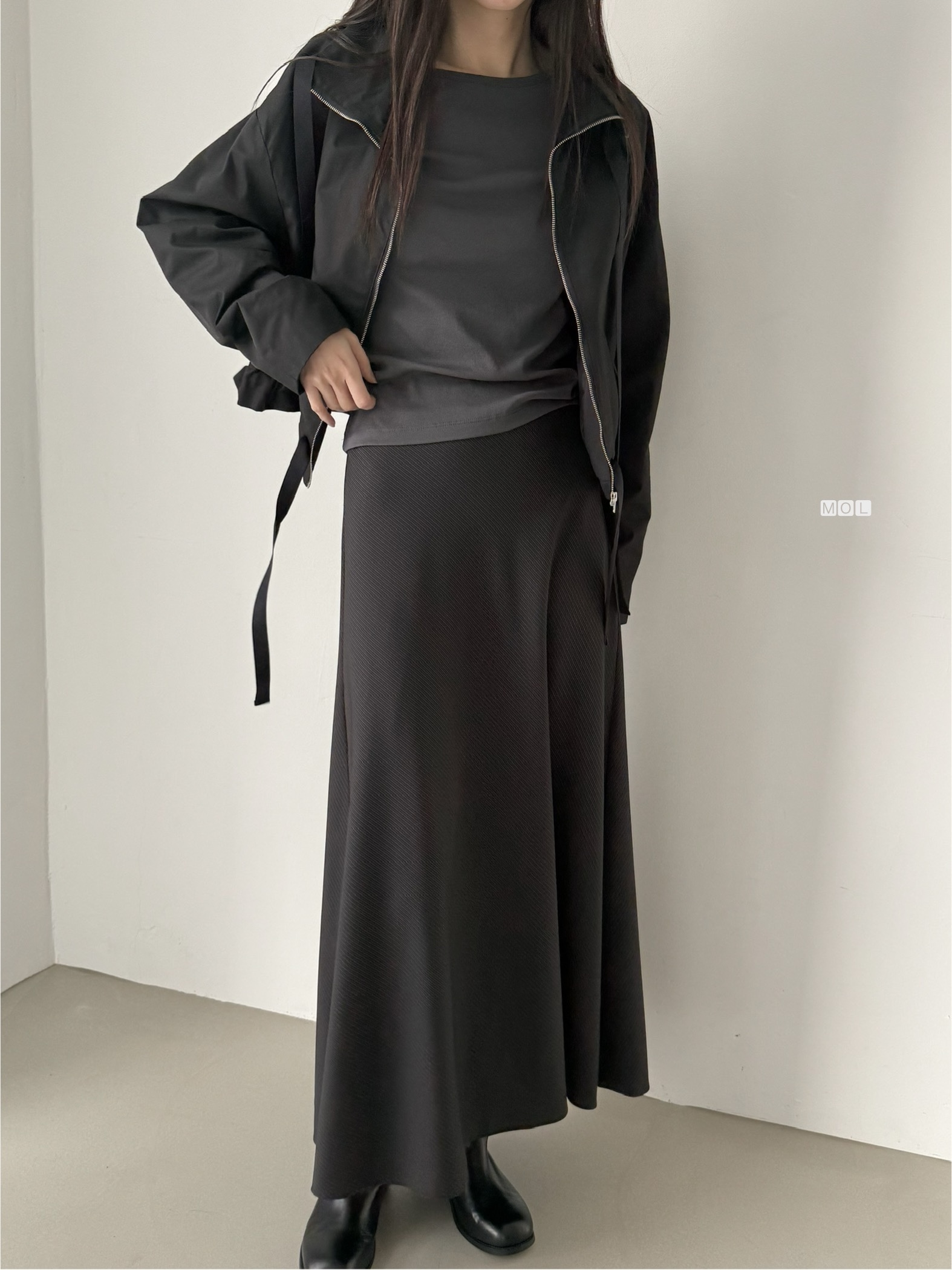 ロングフレアマーメイド無地スカートスカーフ付 | 詳細画像13