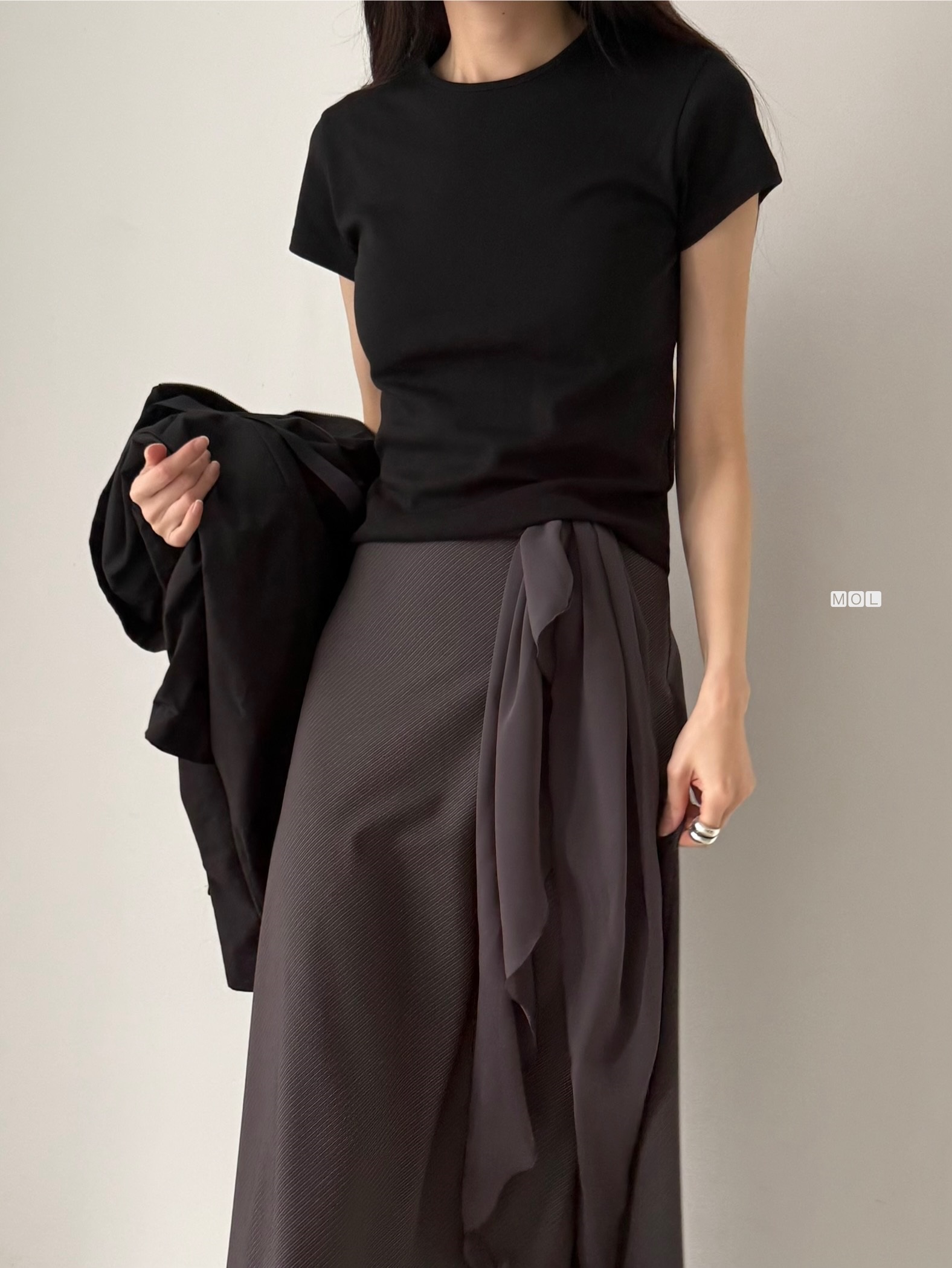 ロングフレアマーメイド無地スカートスカーフ付 | 詳細画像18