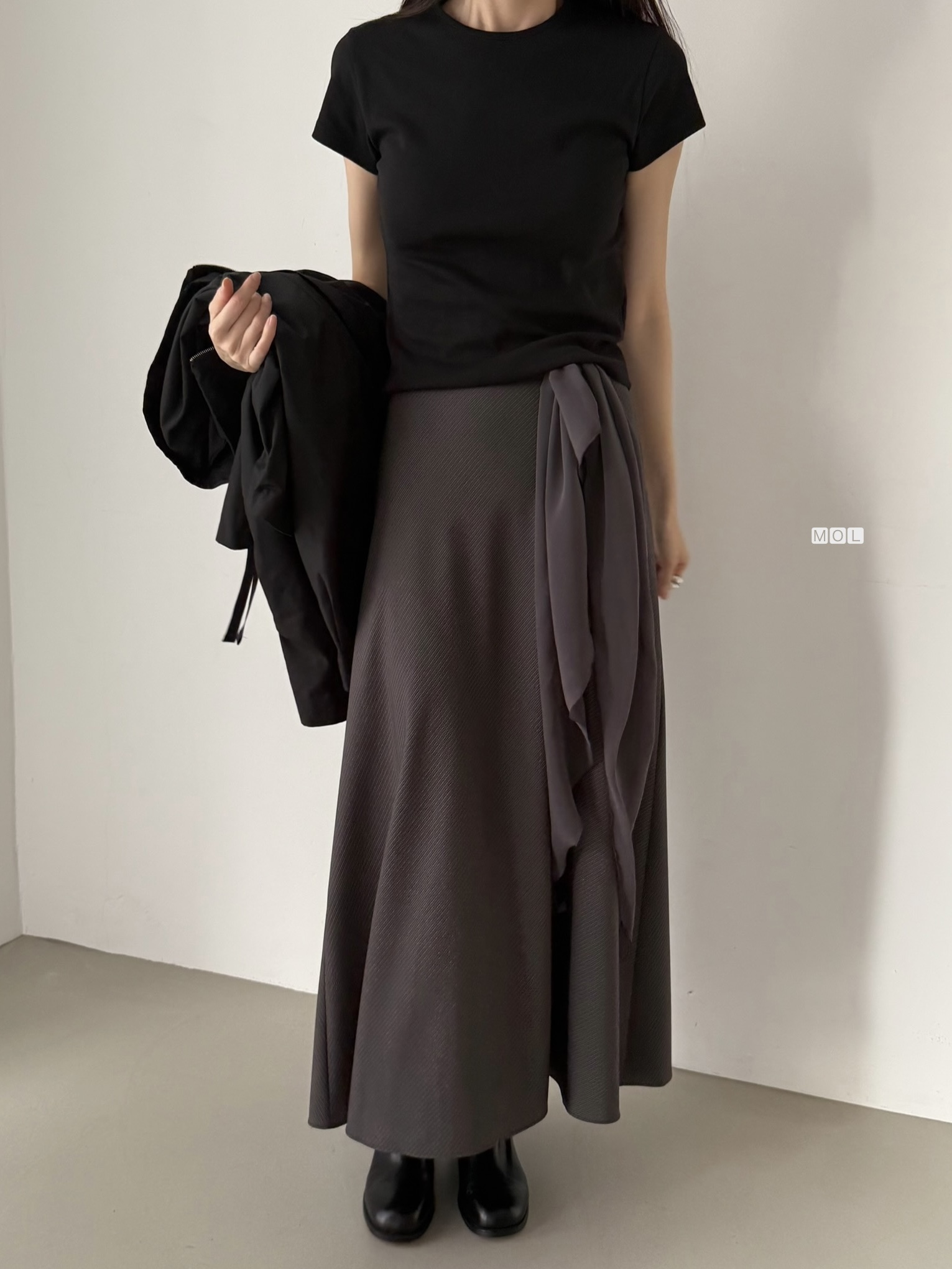 ロングフレアマーメイド無地スカートスカーフ付 | 詳細画像19