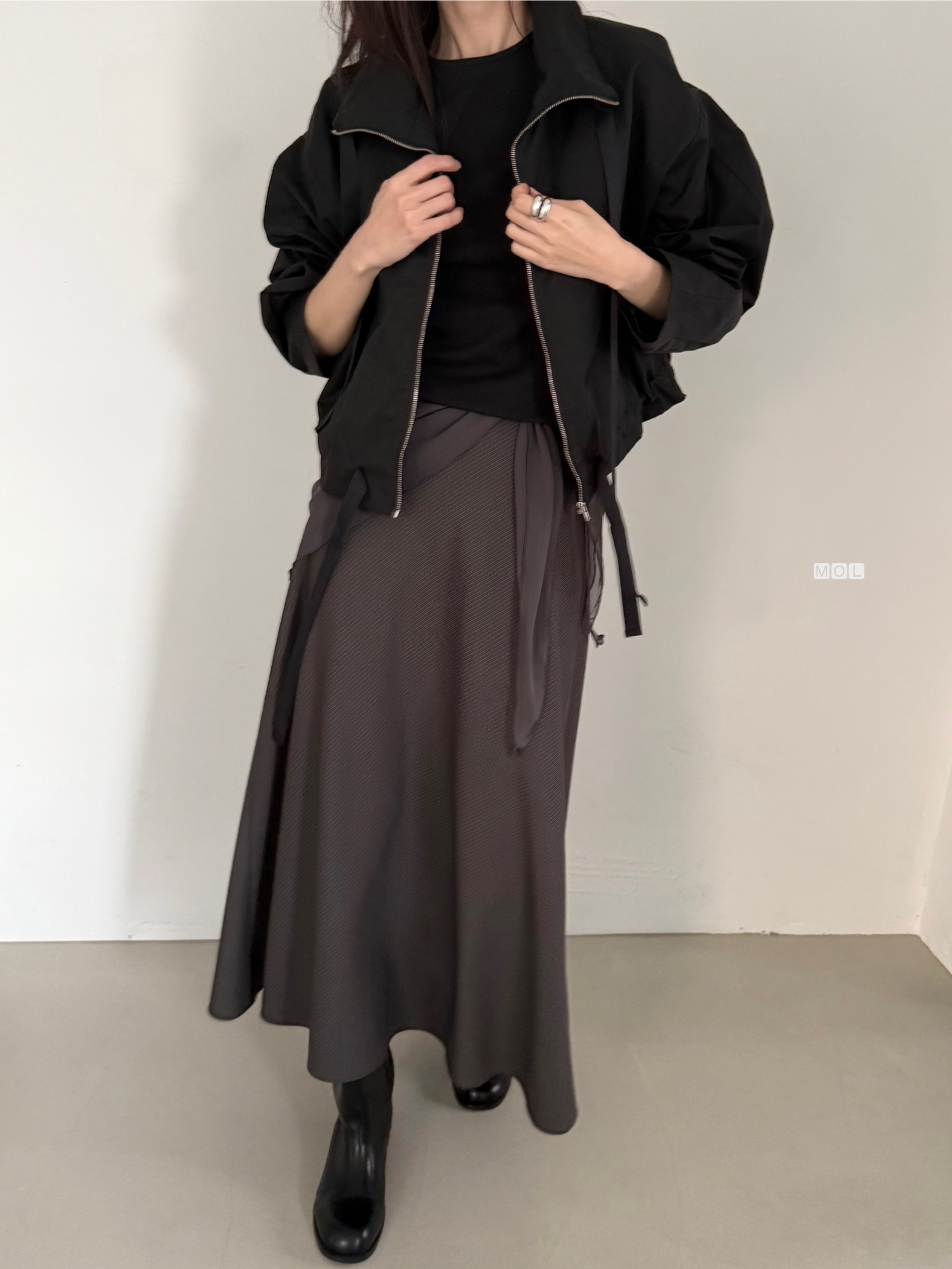 ロングフレアマーメイド無地スカートスカーフ付 | 詳細画像20